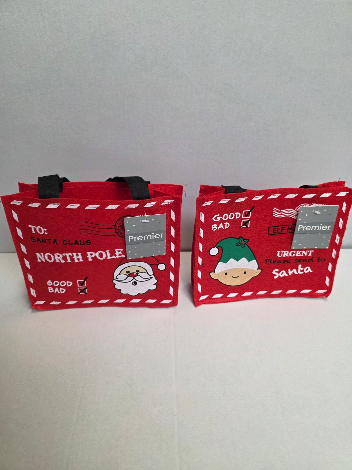 Christmas Felt Bag Assort Elf Santa 20cm  (PACK OF 2)