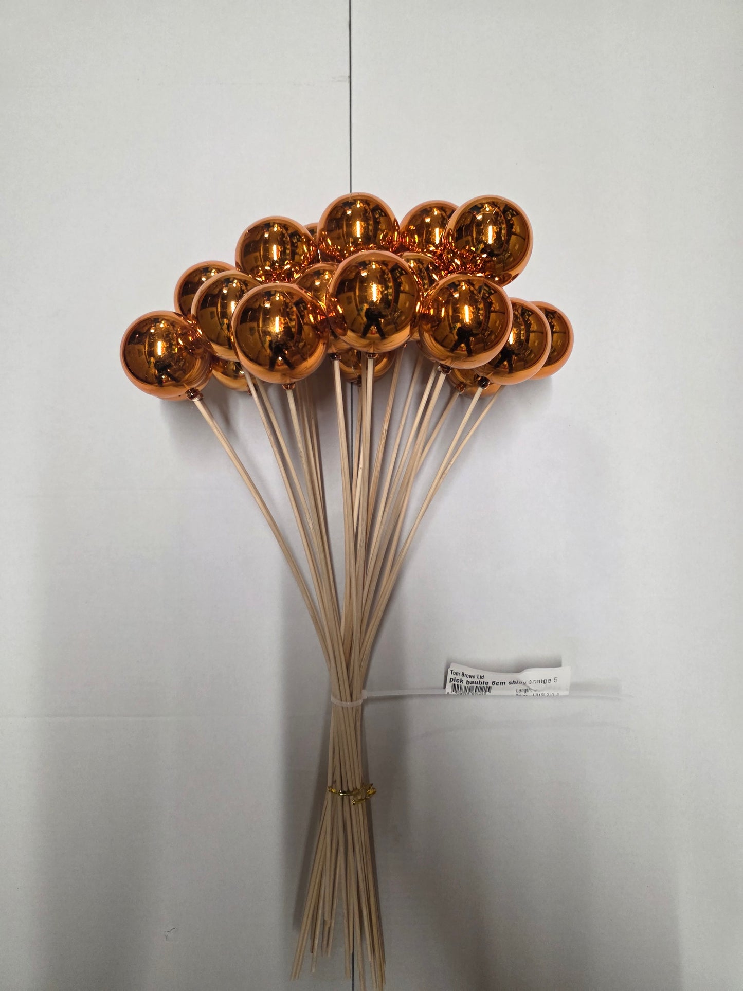 Pick Bauble 6cm Shiny Orange 50cm (Pack of 25 pieces)