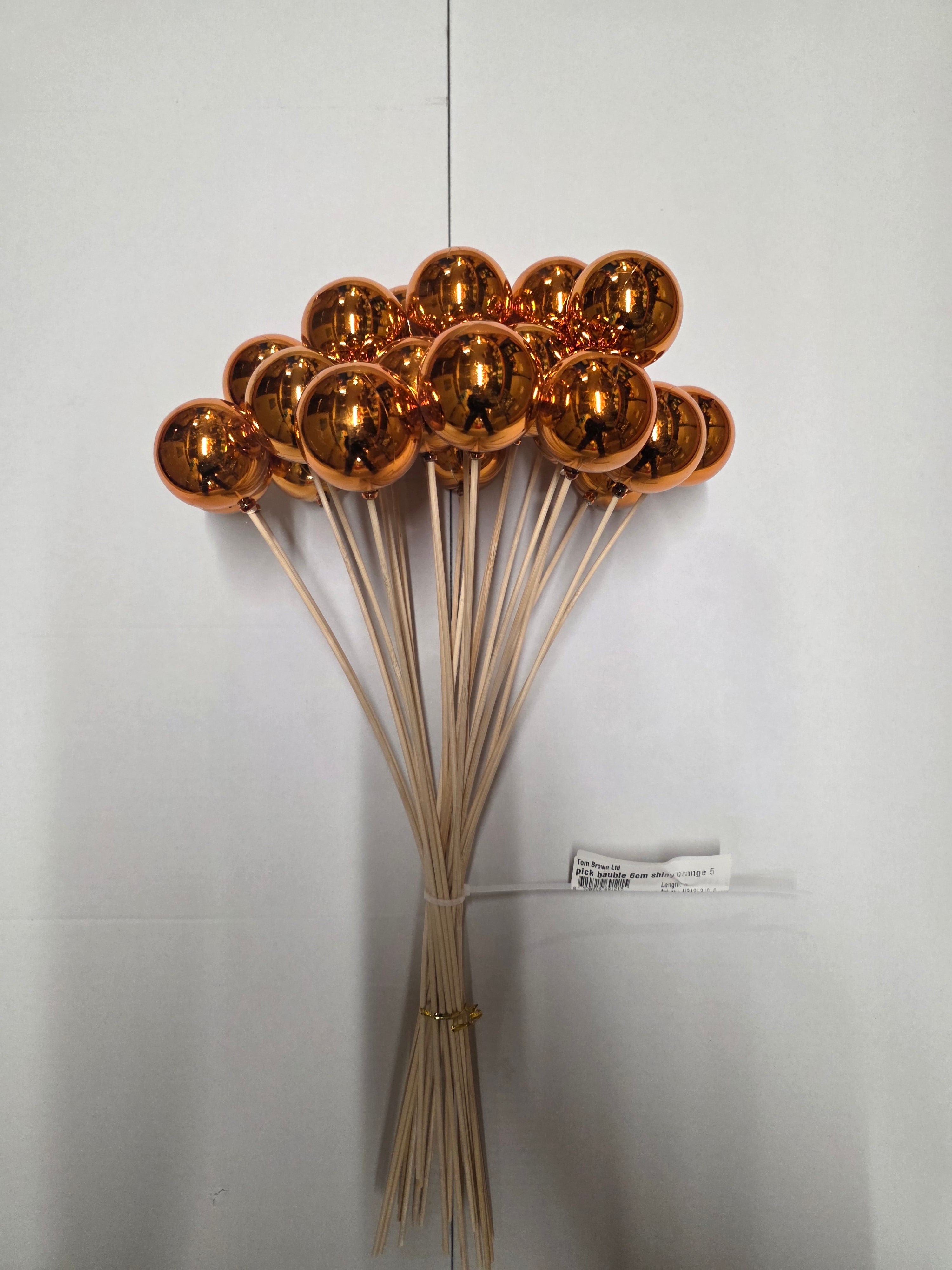 Pick Bauble 6cm Shiny Orange 50cm (Pack of 25 pieces)