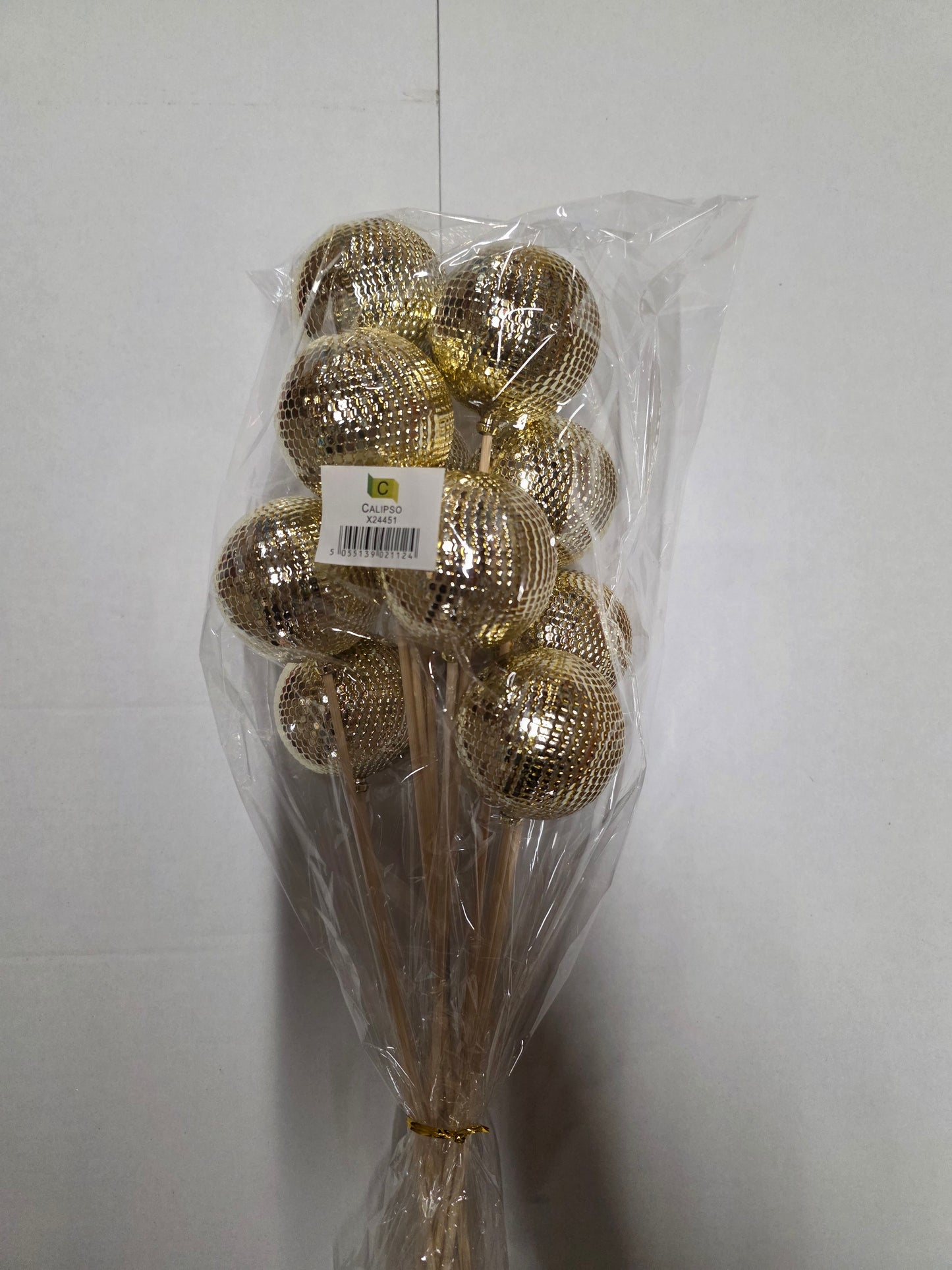 Pick Bauble Glitter Gold 50x6cm (Pack of 4 pieces)