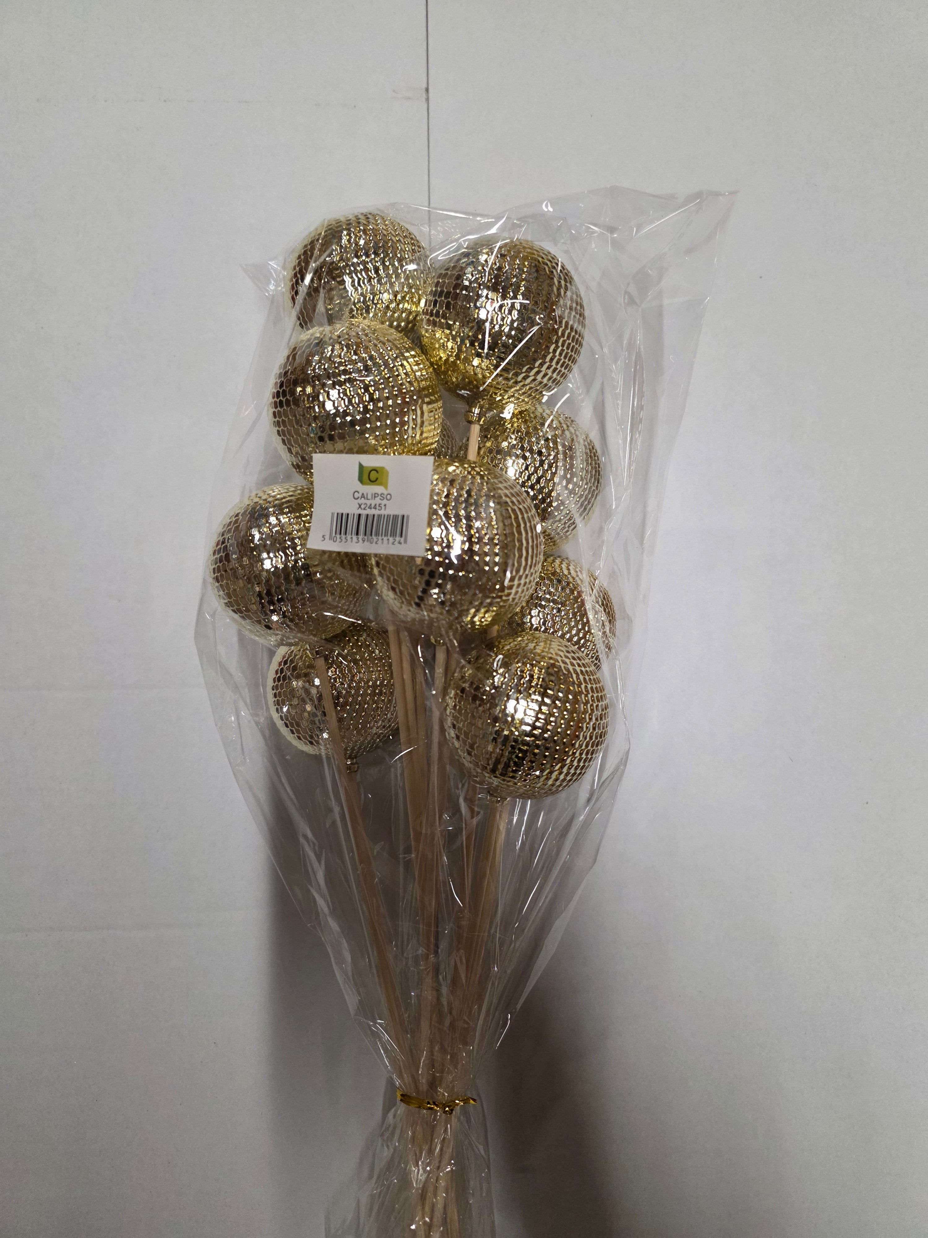 Pick Bauble Glitter Gold 50x6cm (Pack of 4 pieces)