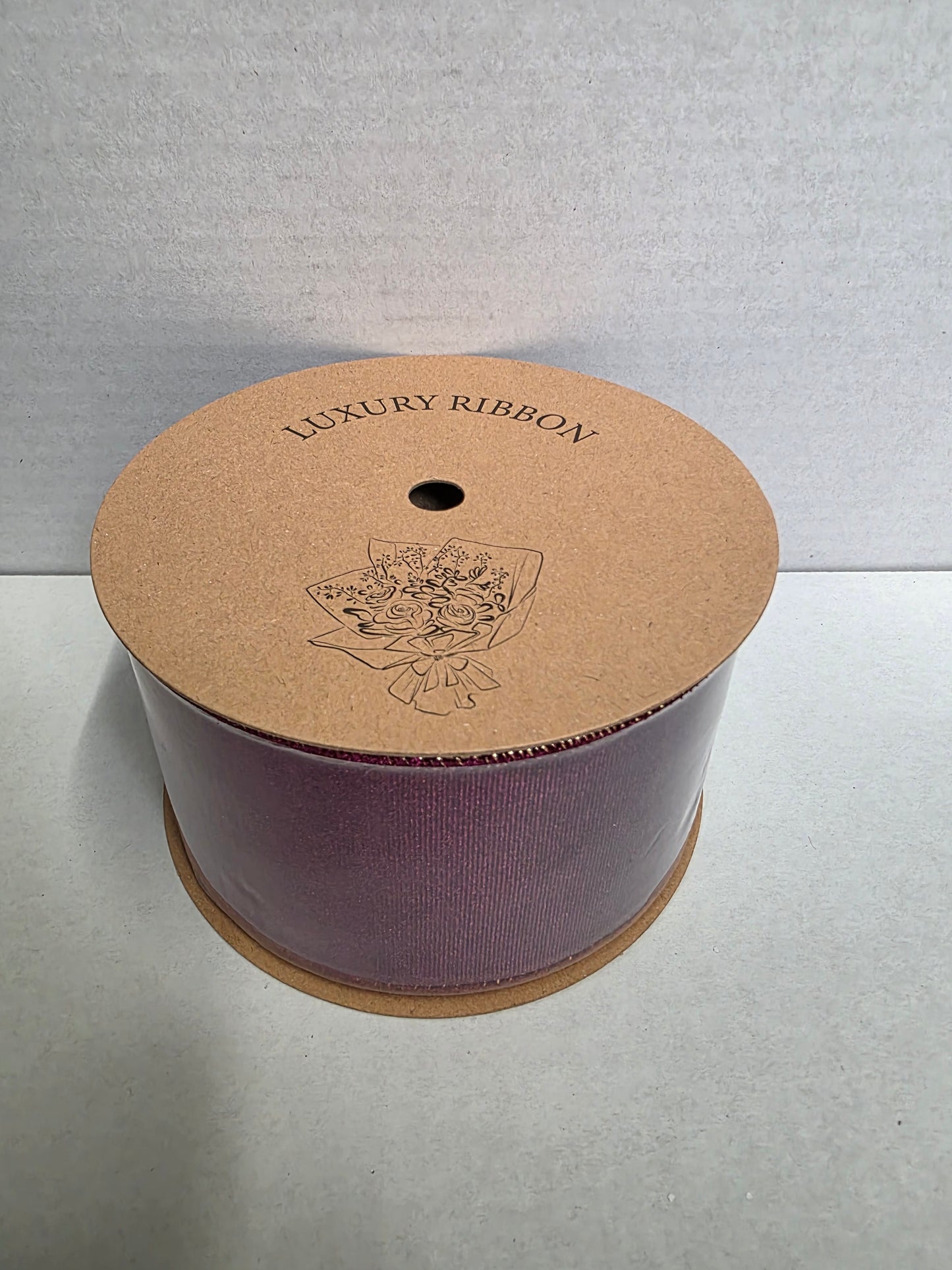 Ribbon Velvet Burg & Gold Back 63mmx10yrd