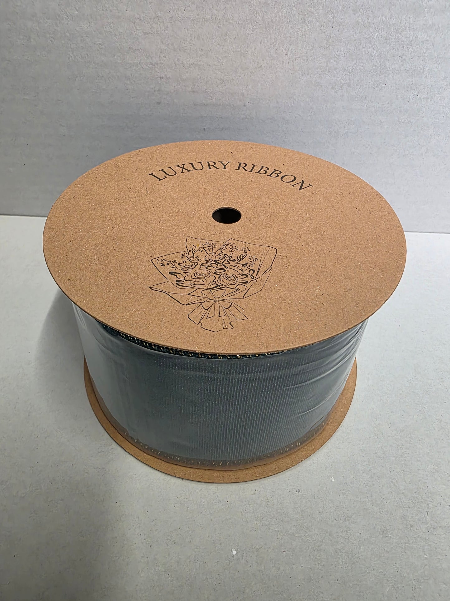 Ribbon Velvet Green & Gold Back 63mmx10yrd