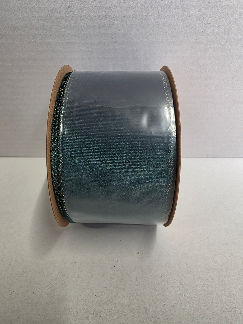 Ribbon Velvet Green & Gold Back 63mmx10yrd