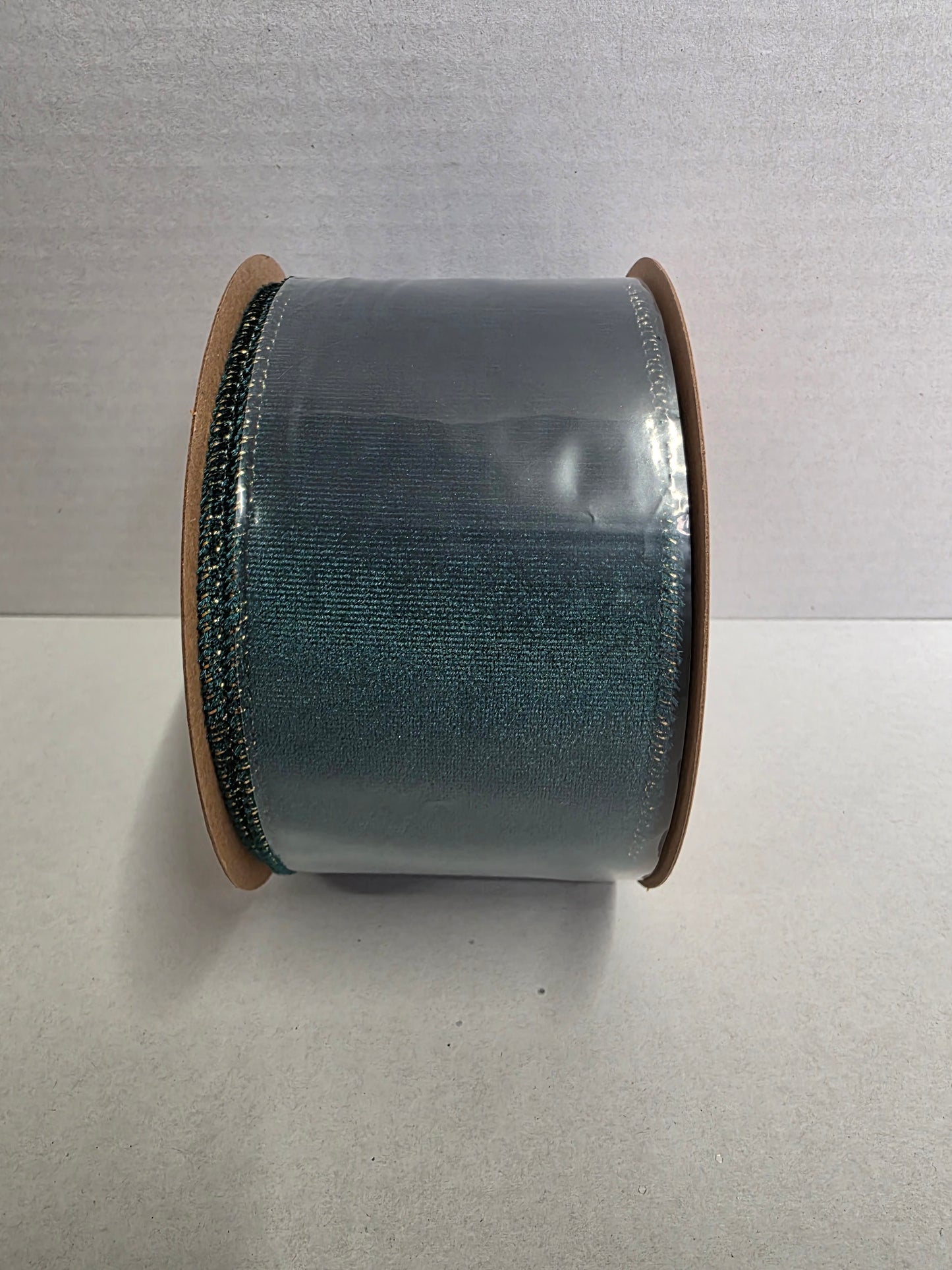 Ribbon Velvet Green & Gold Back 63mmx10yrd