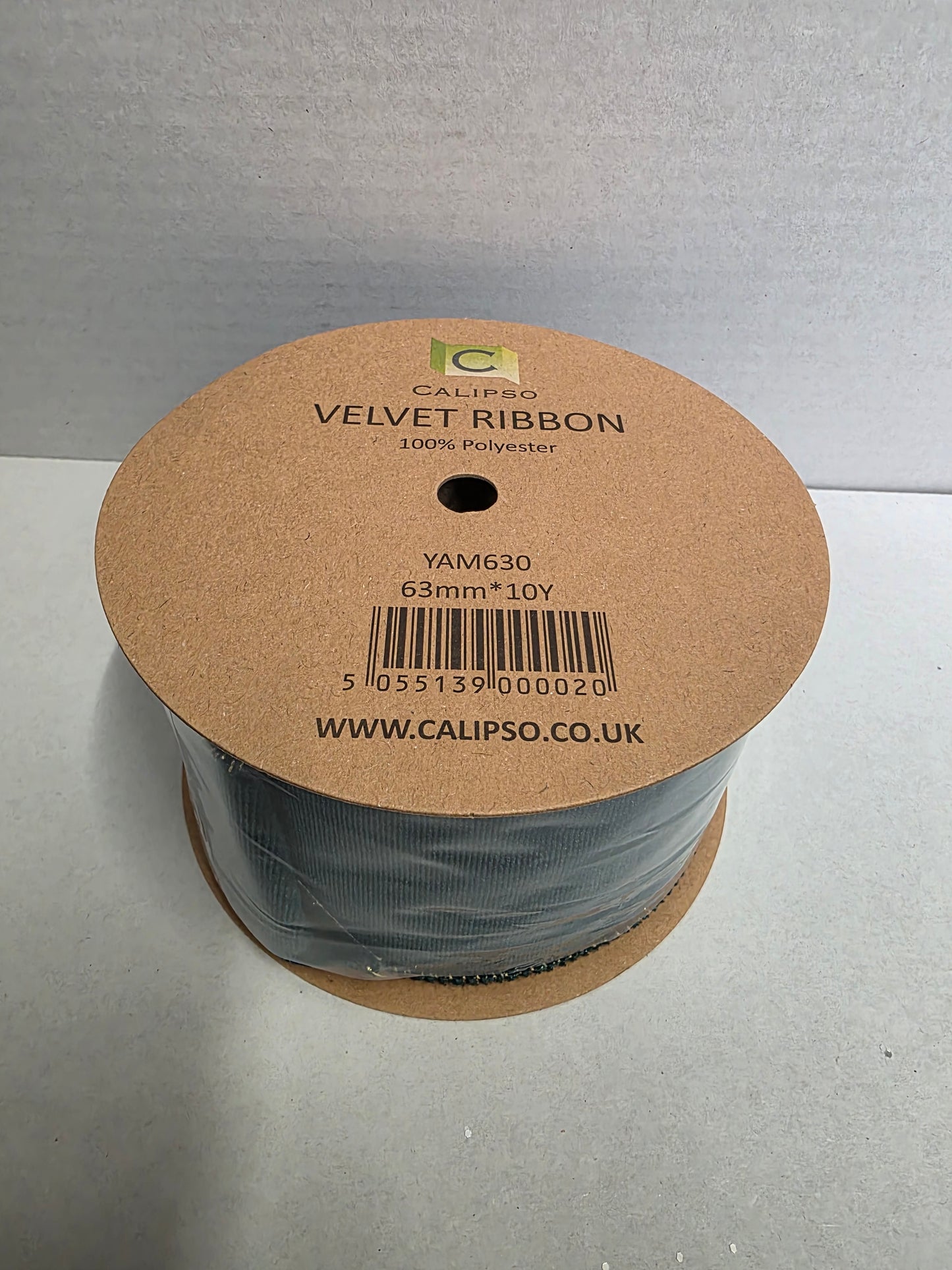 Ribbon Velvet Green & Gold Back 63mmx10yrd