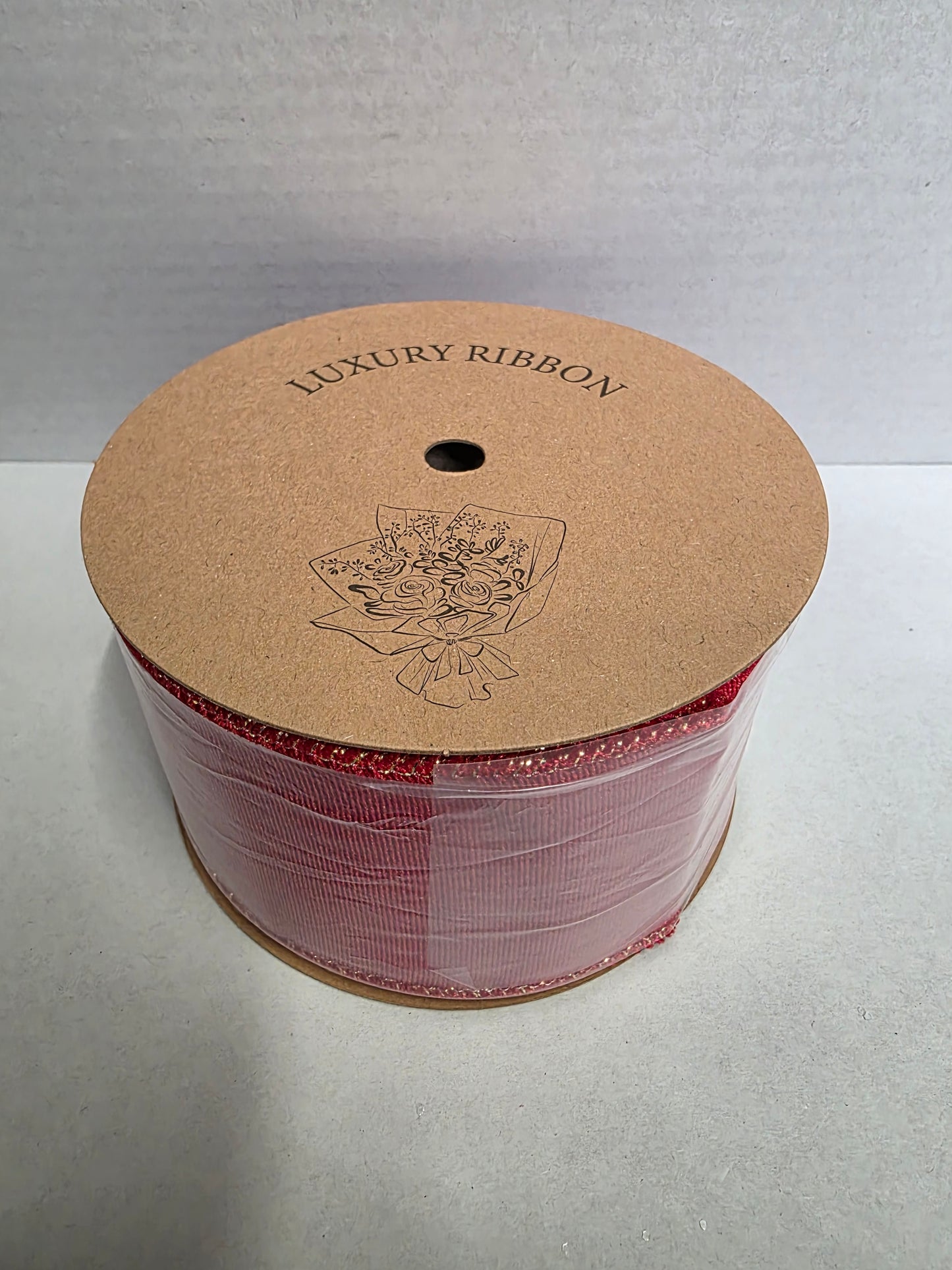 Ribbon Velvet Red & Gold Back 63mmx10yrd