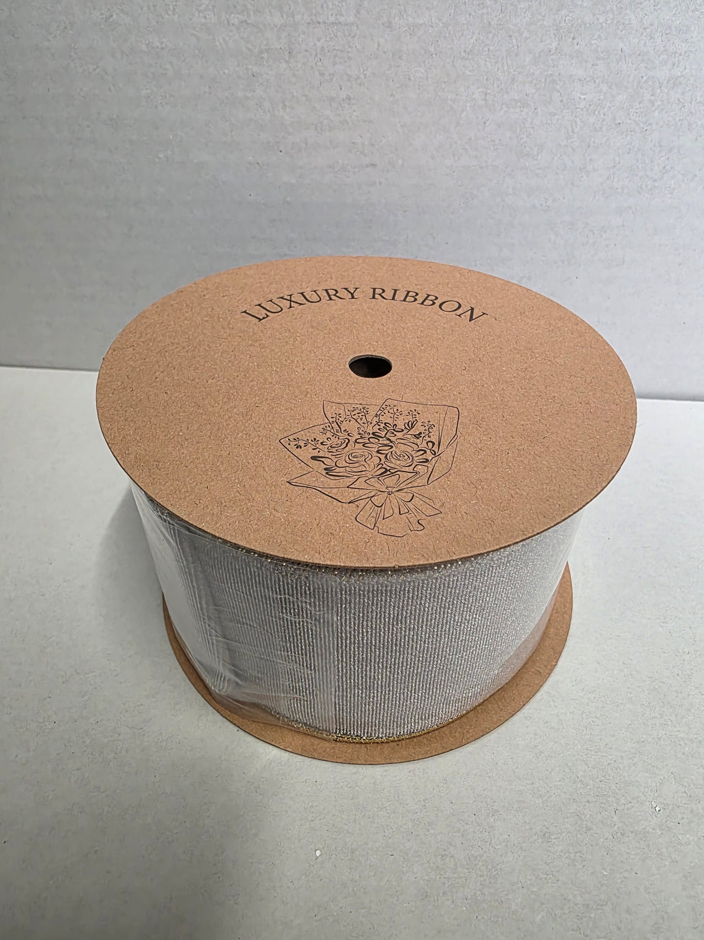 Ribbon Velvet Silver & Gld Back 63mmx10yrd