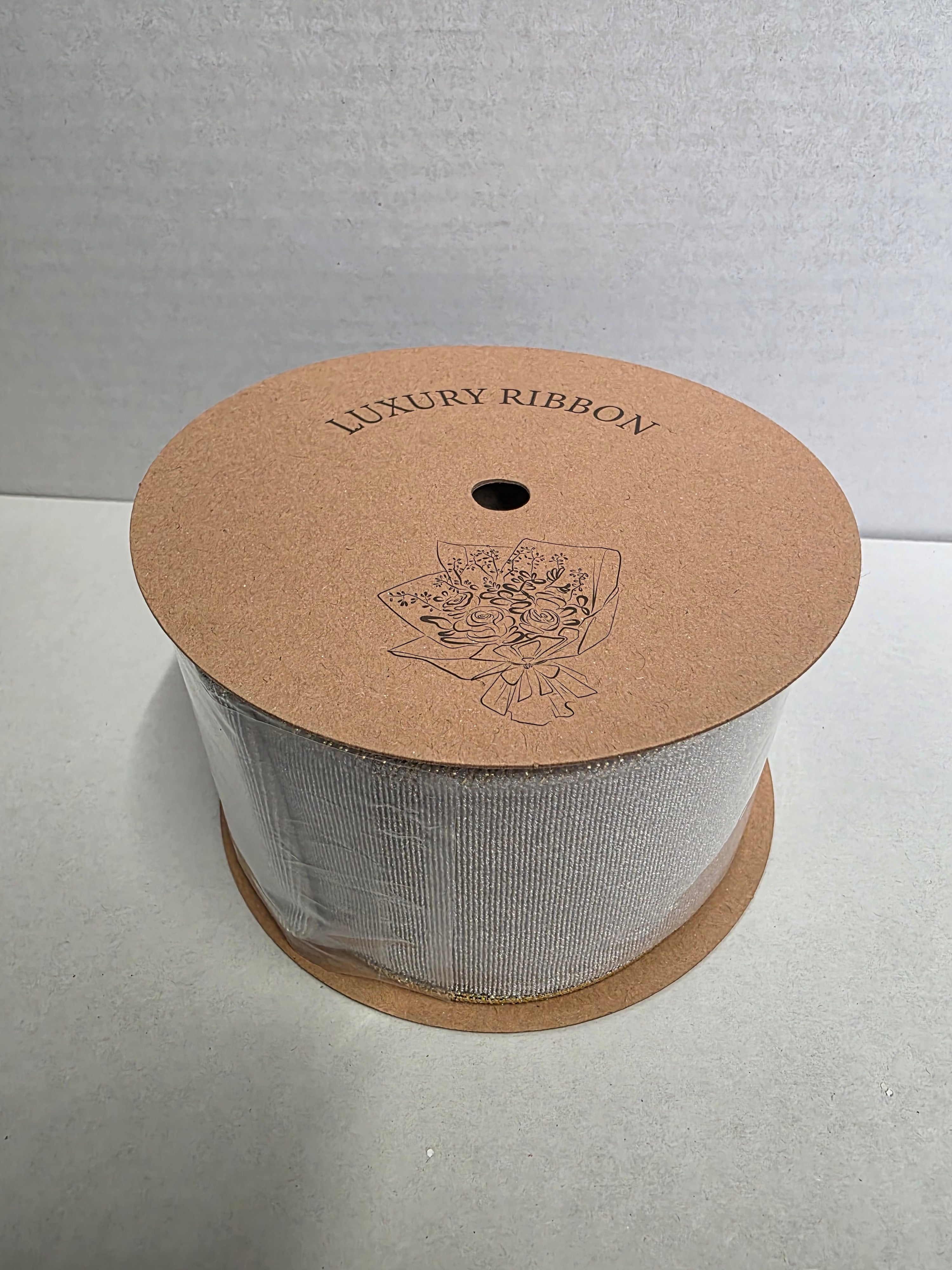 Ribbon Velvet Silver & Gld Back 63mmx10yrd