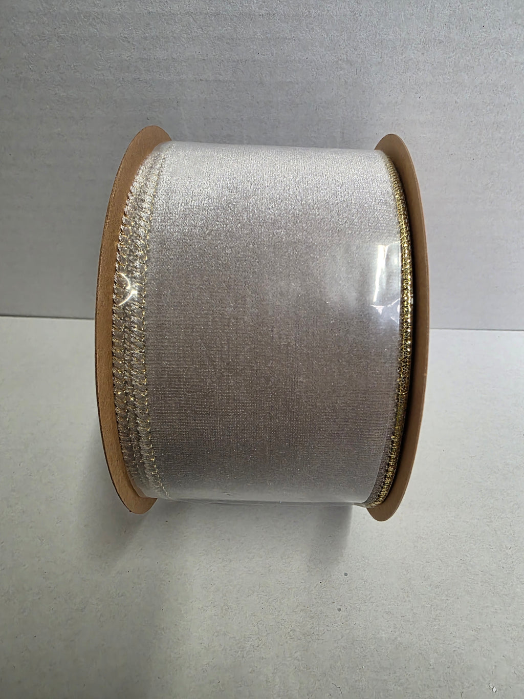 Ribbon Velvet Silver & Gld Back 63mmx10yrd
