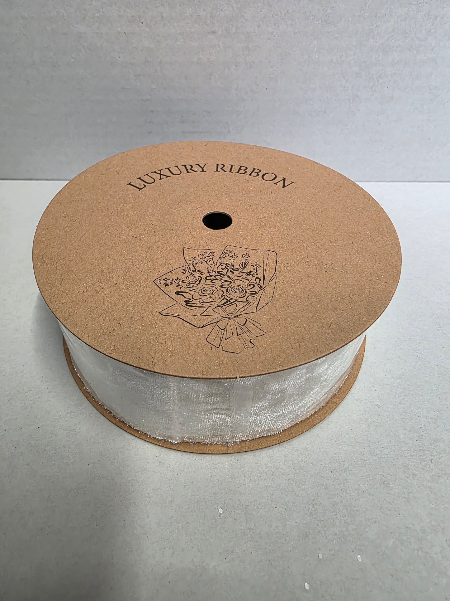 Ribbon Velvet White Snow 38mm