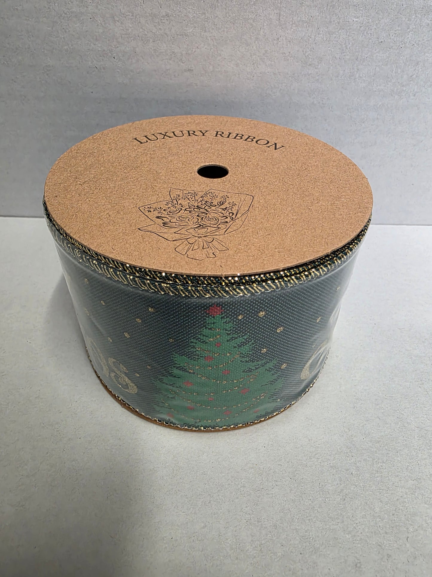 Ribbon Xmas Green Merry Xmas 63mm X 10yrds