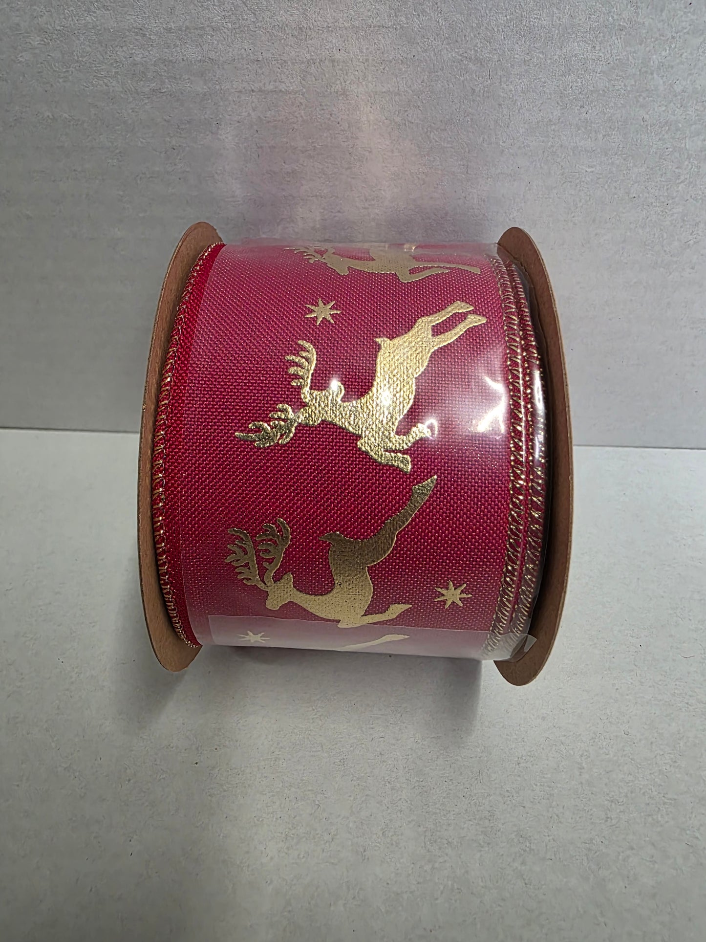 Ribbon Xmas Red Deer 63mm X 10yrds