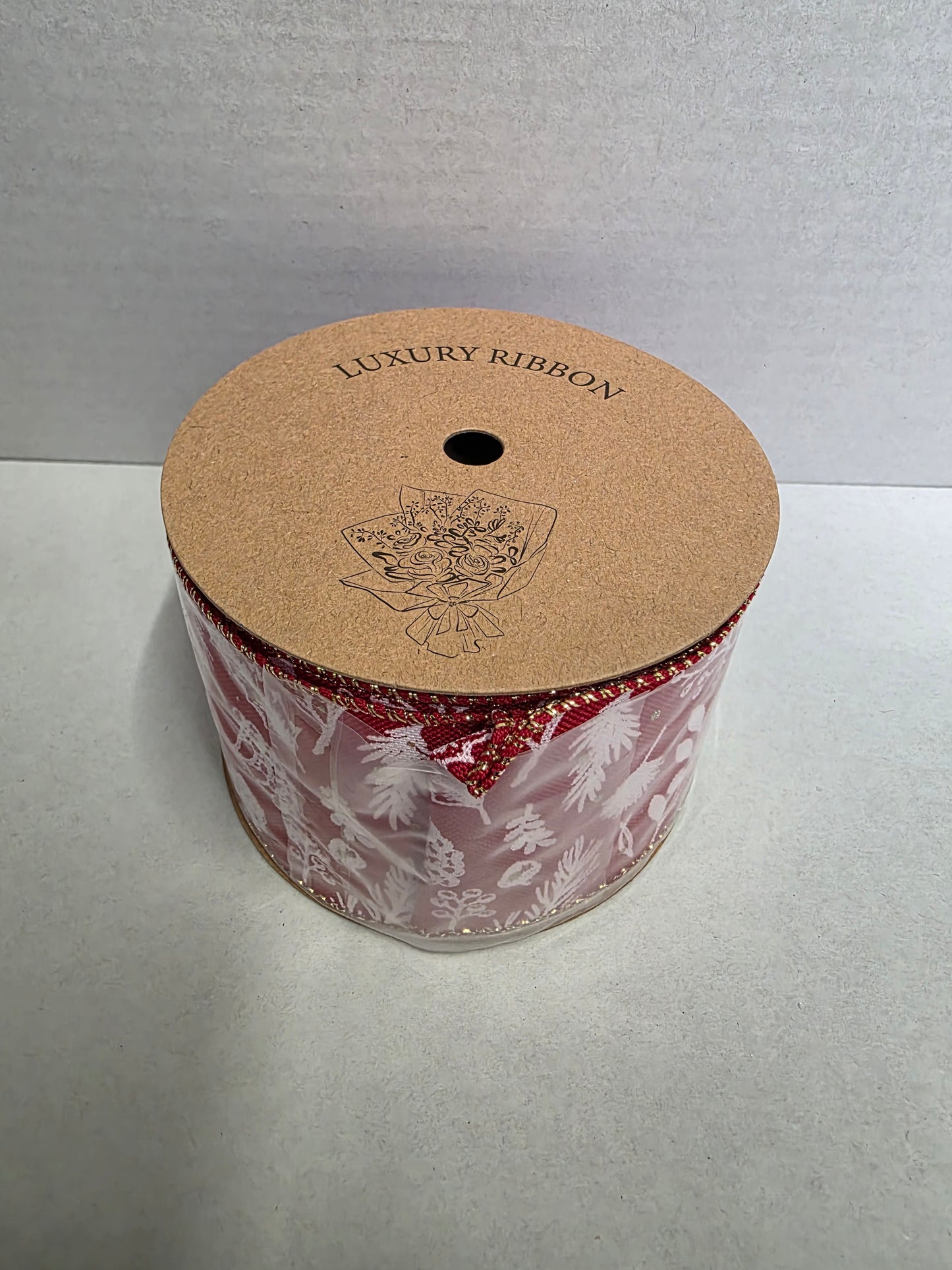 Ribbon Xmas Red Foliage 63mm X 10yrds