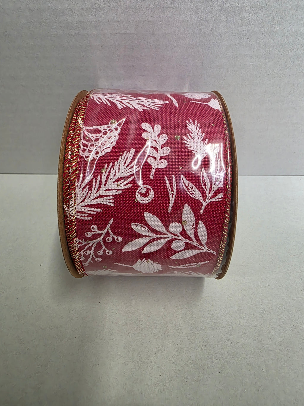 Ribbon Xmas Red Foliage 63mm X 10yrds