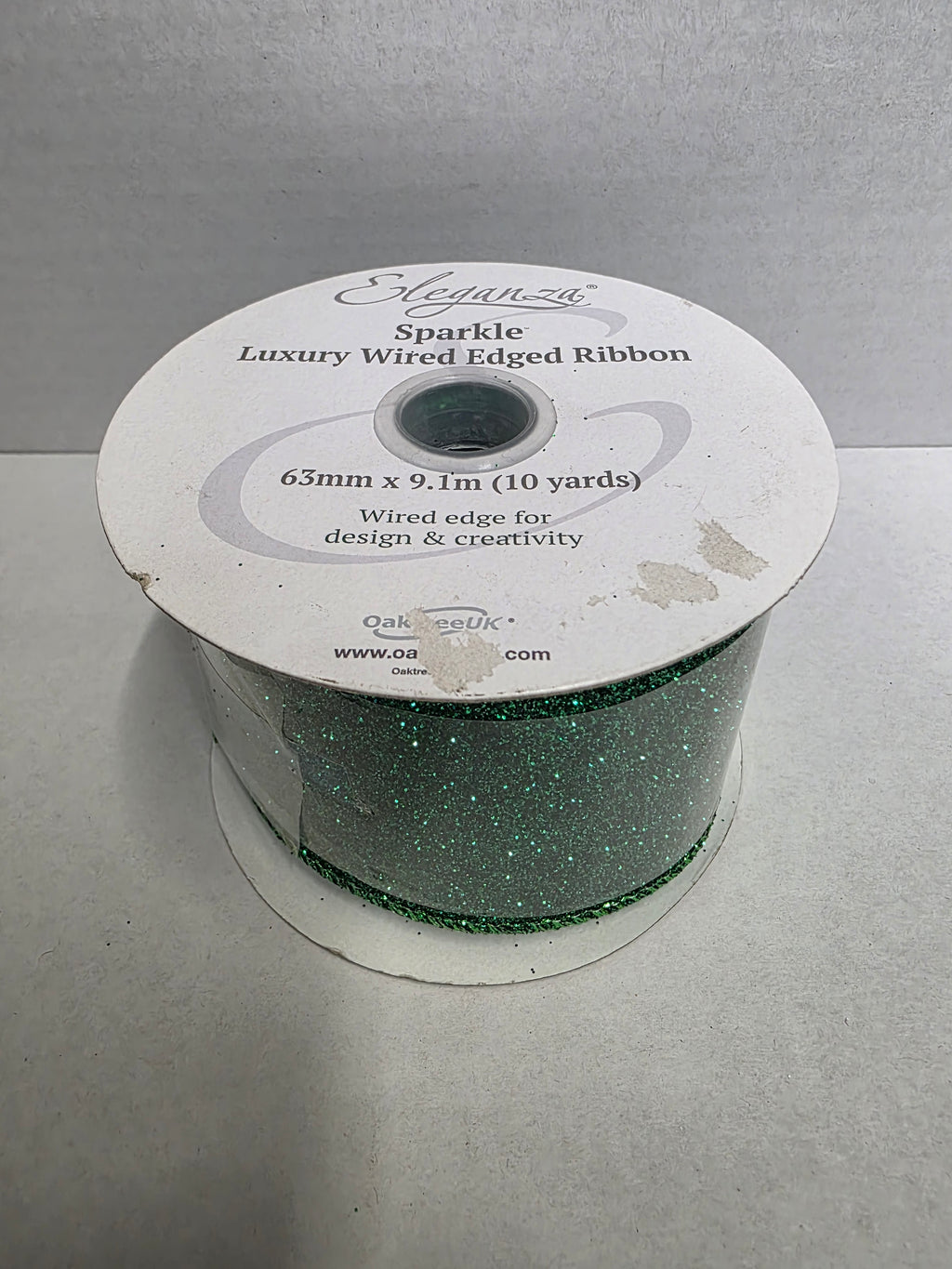 Xmas Ribbon Sparkle Green 63mm