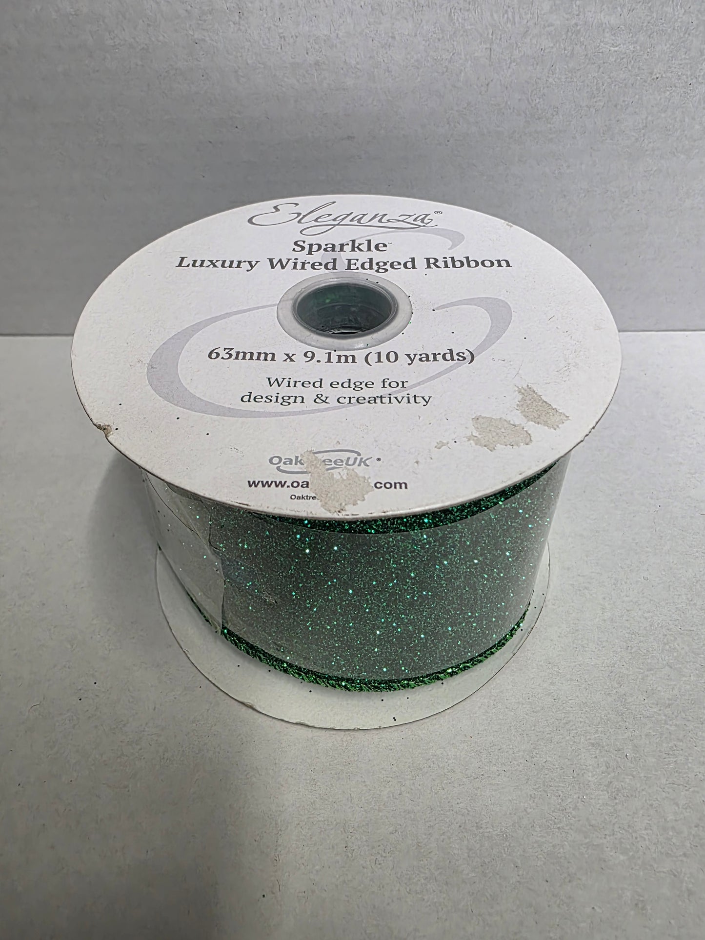Xmas Ribbon Sparkle Green 63mm