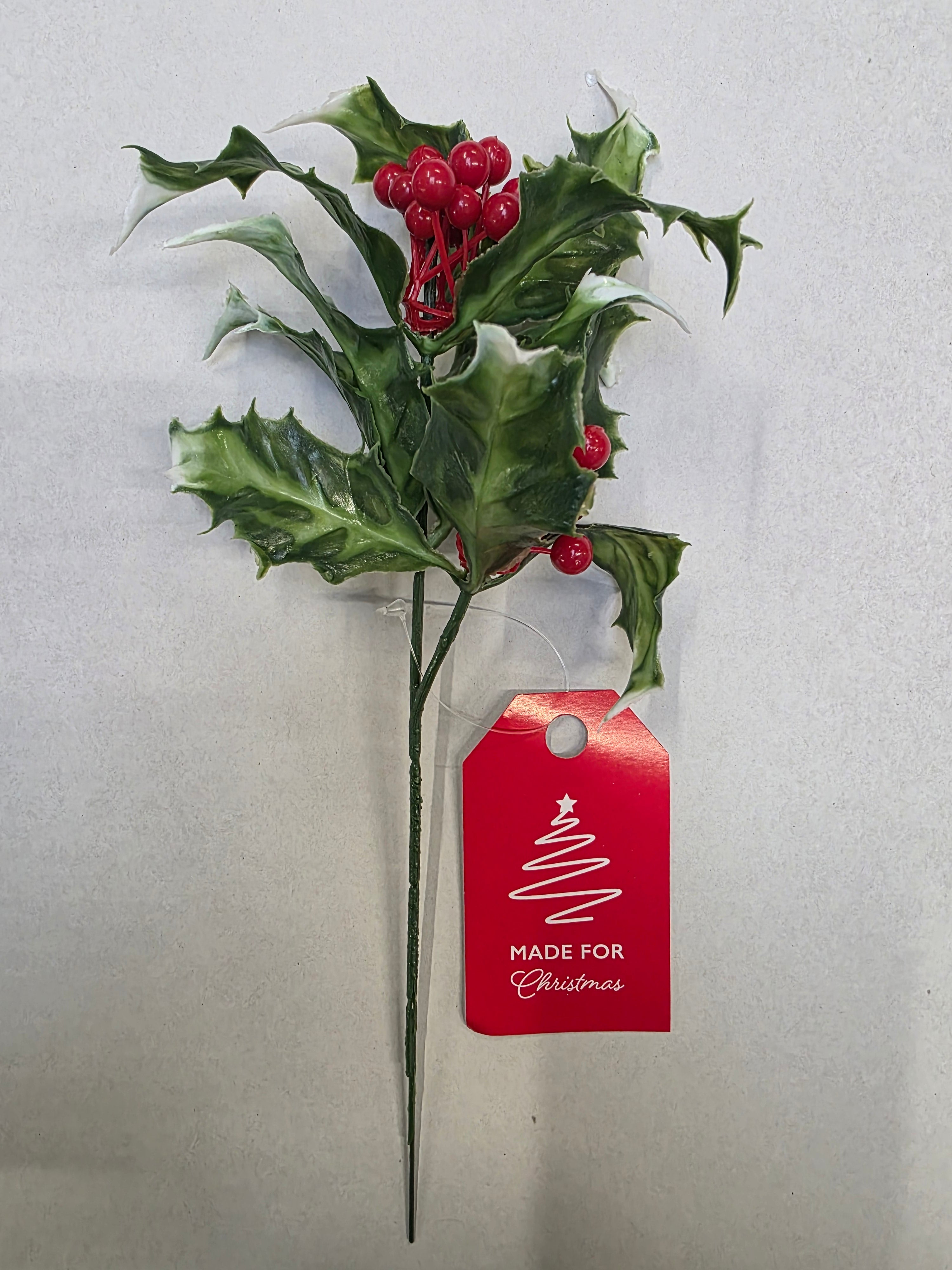 Holly Spray Pick 25cm  (PACK OF 3)