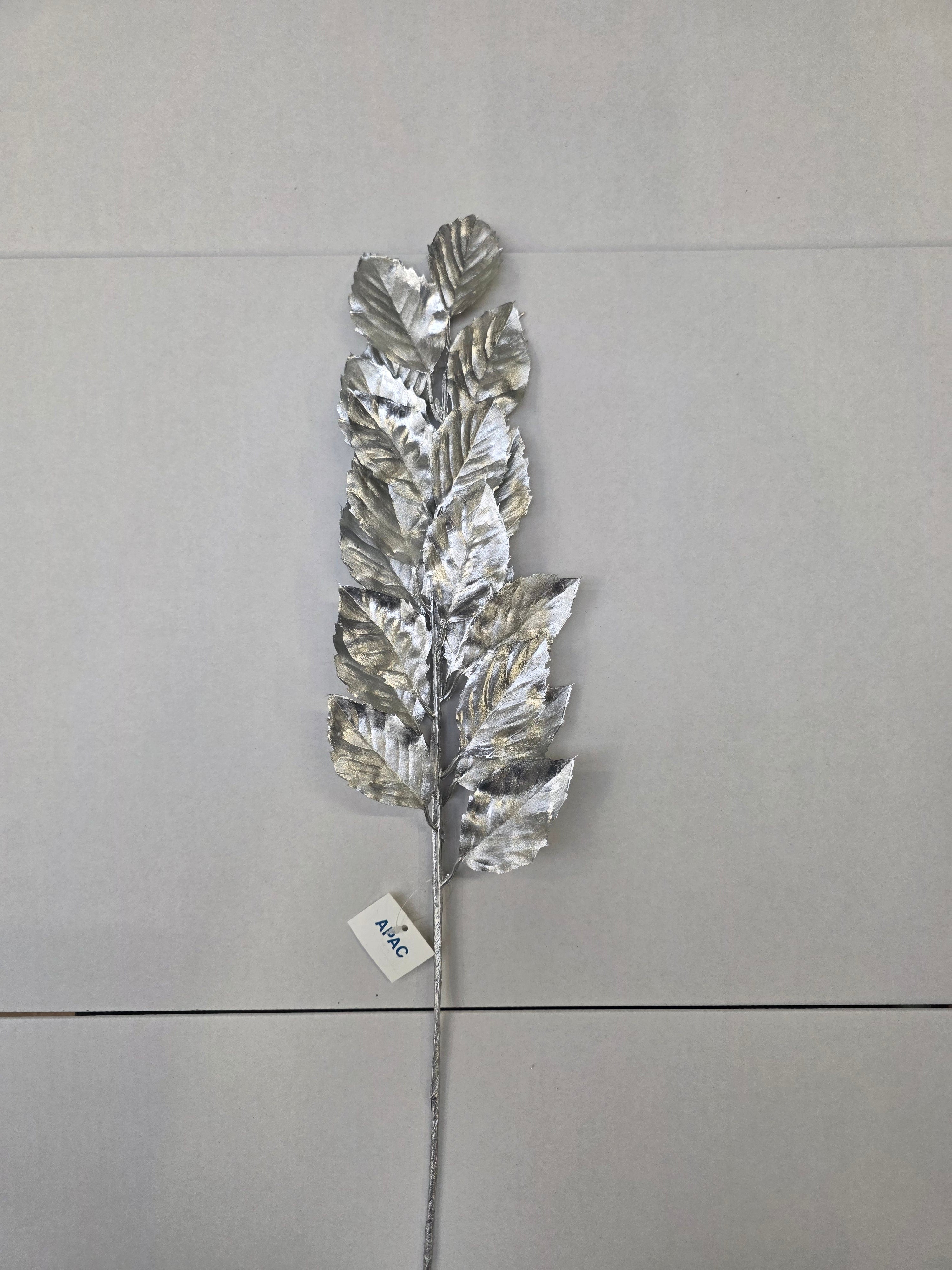 Metallic Birch Leaf Spray Silver