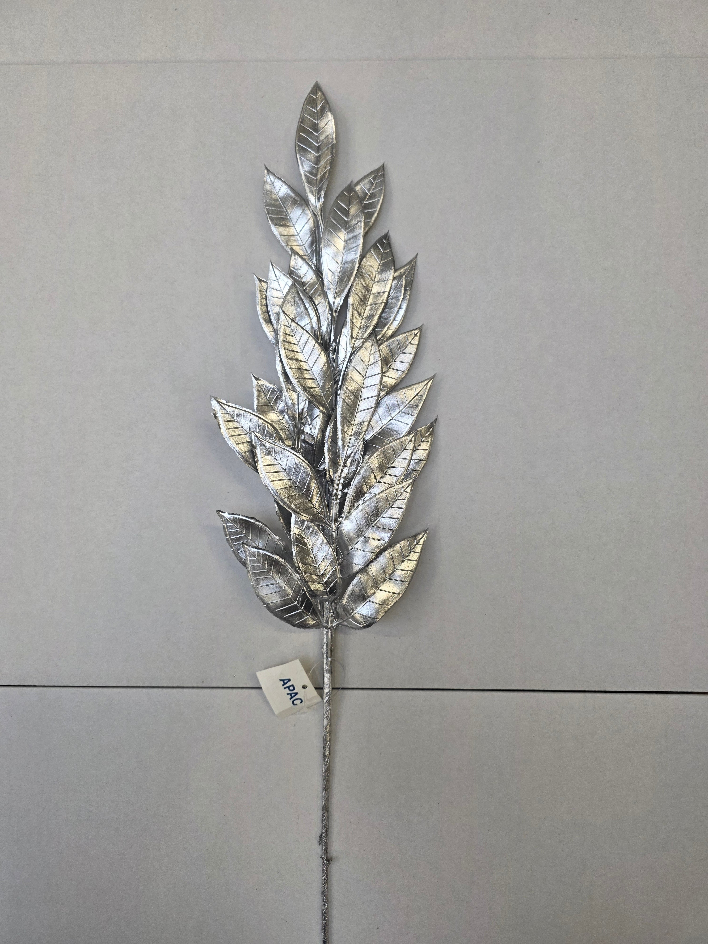 Metallic Laurel Leaf Spray Silver