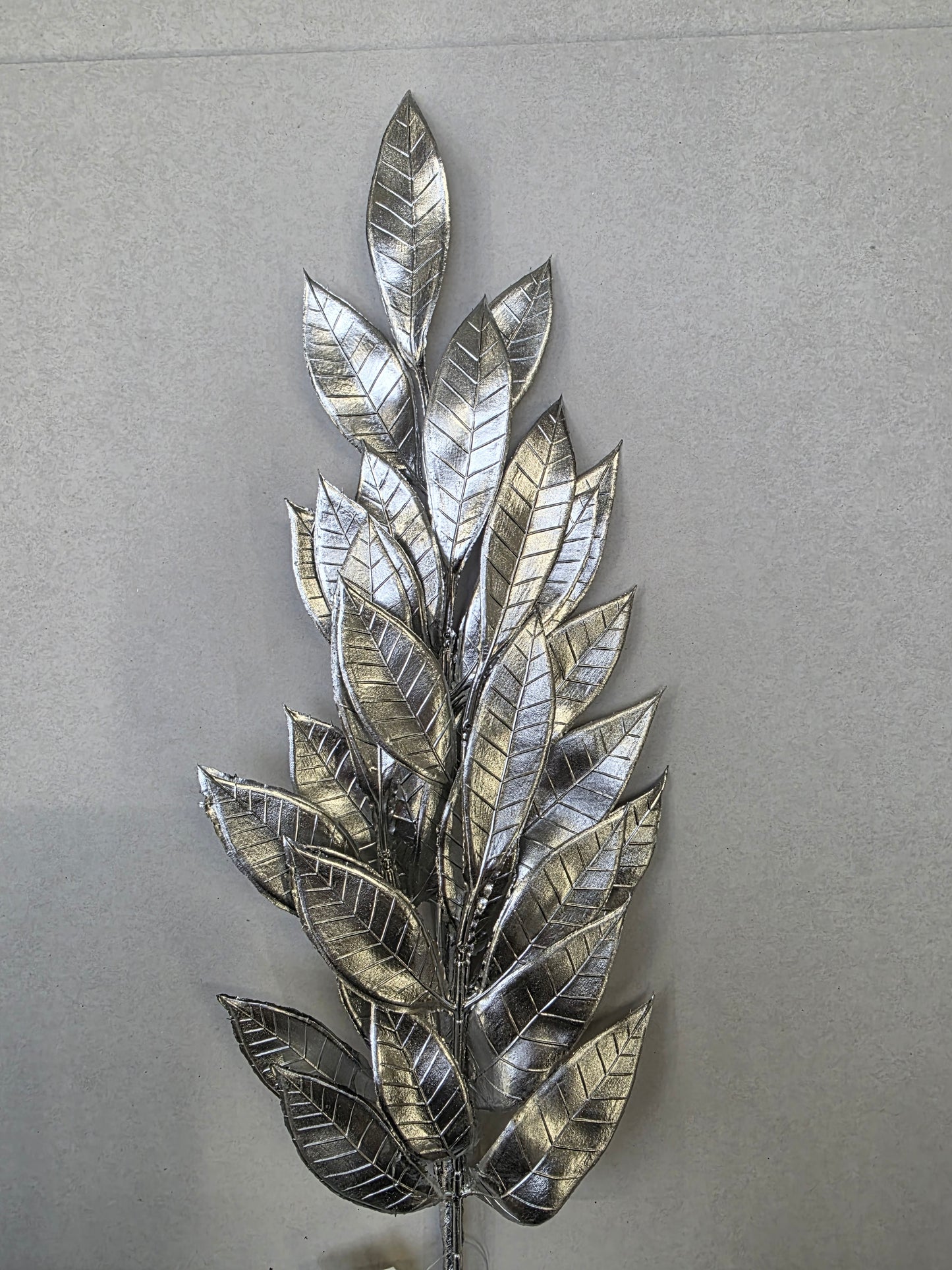 Metallic Laurel Leaf Spray Silver