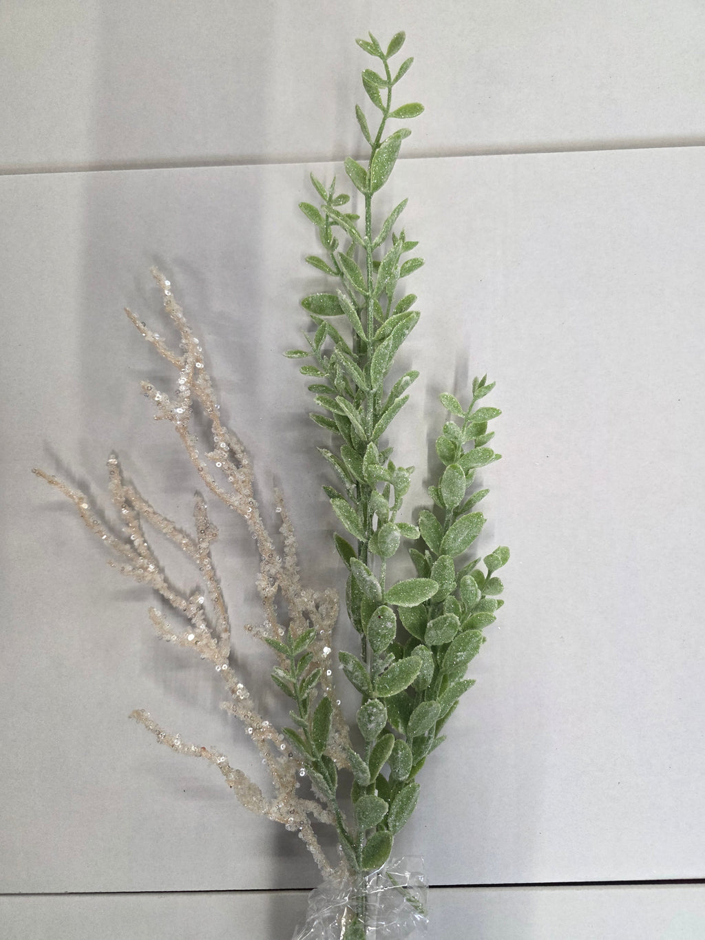 Twinkle Frost Leafy Spray Twigs 80cm