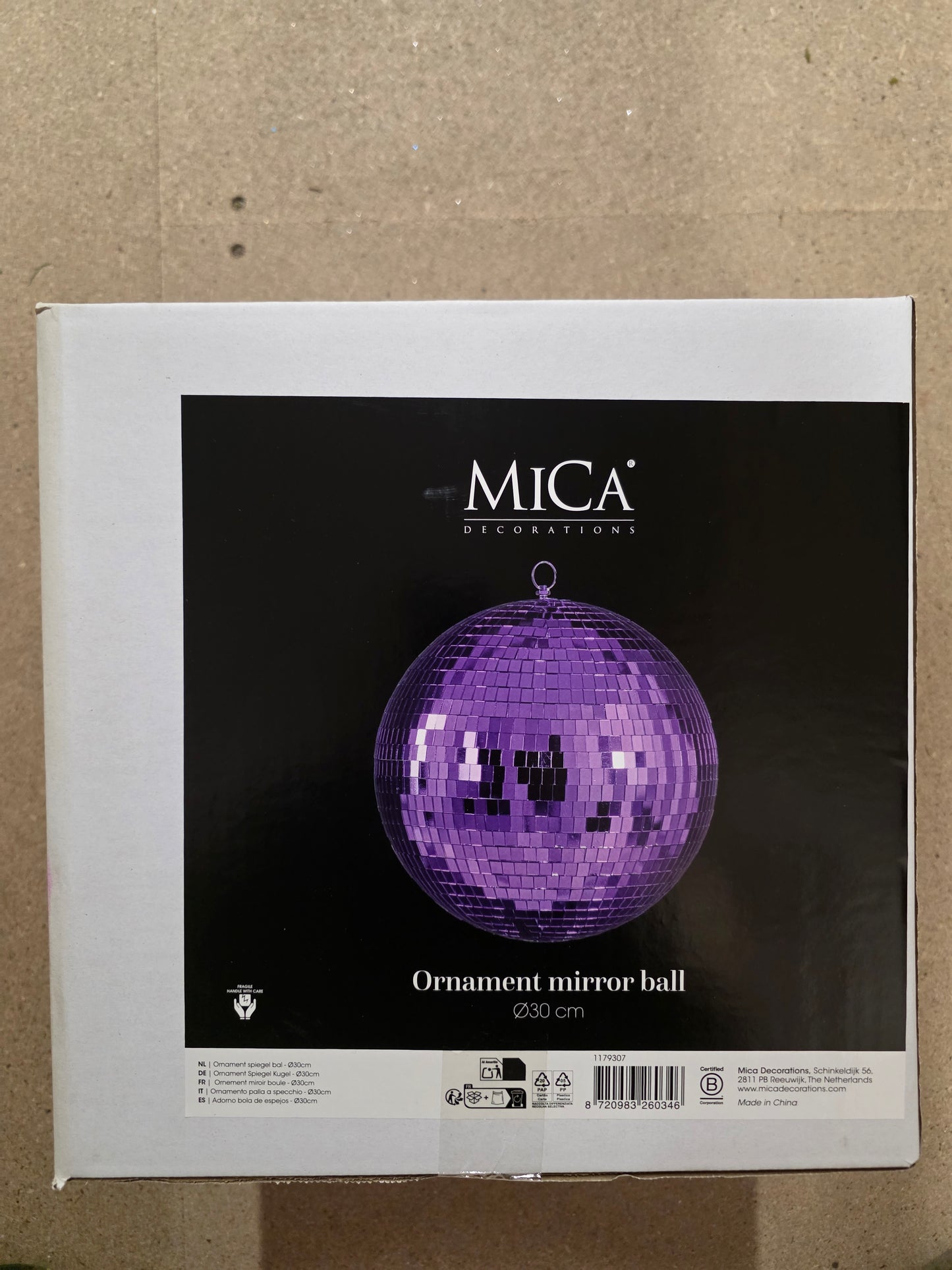 Bauble Mirror Ball Purple 30cm