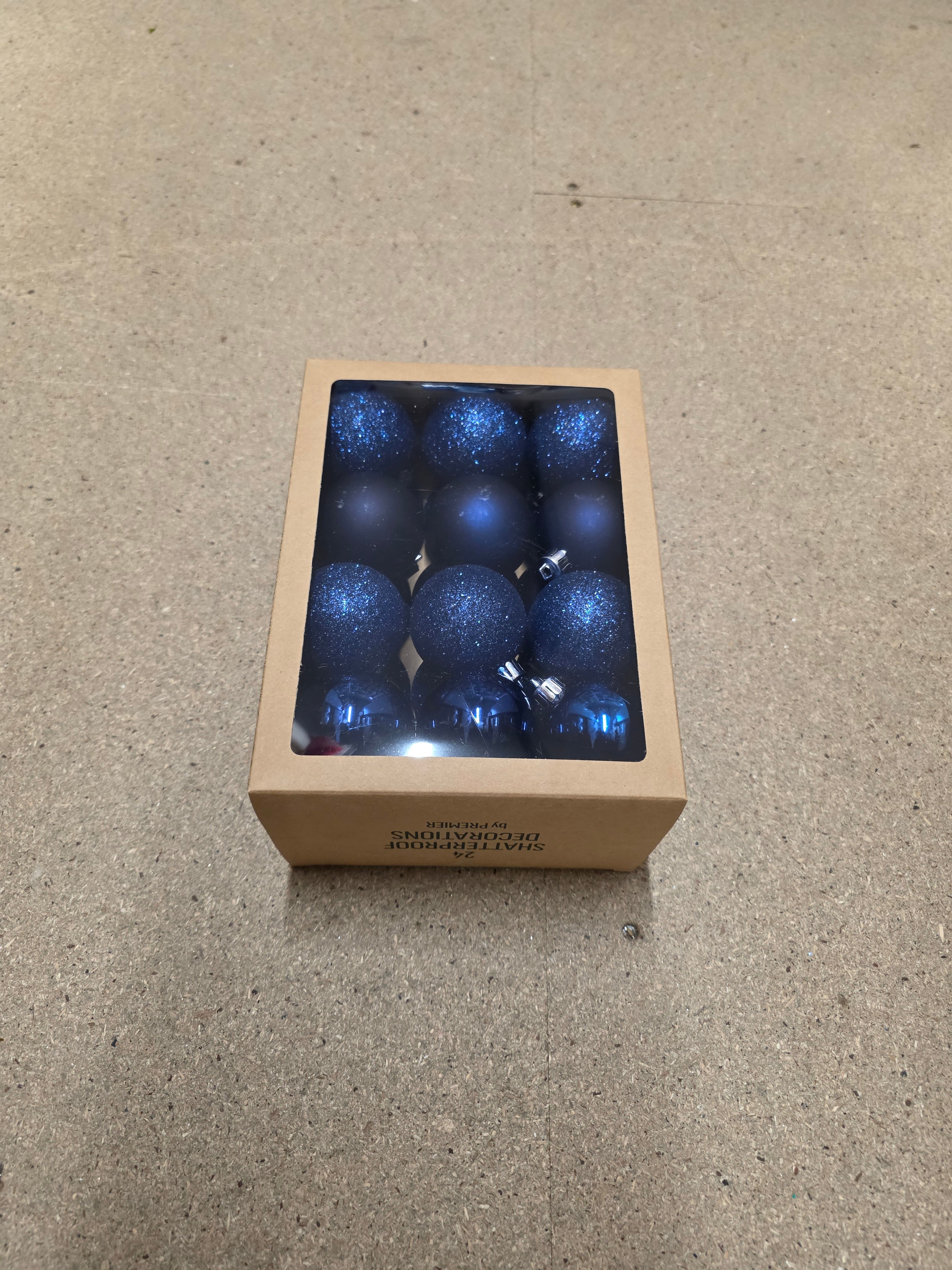 Bauble Multi Finish 6cm Midnight Blue X24