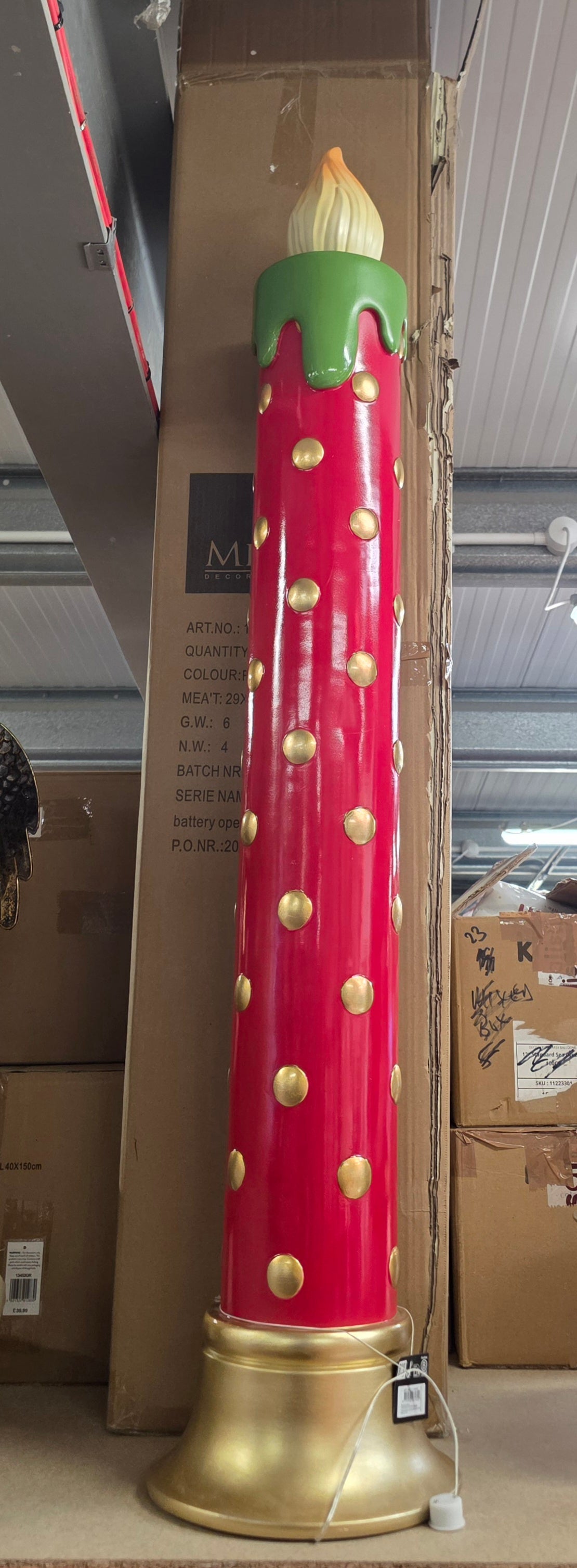 L E D Candle Red Battery 123x25cm