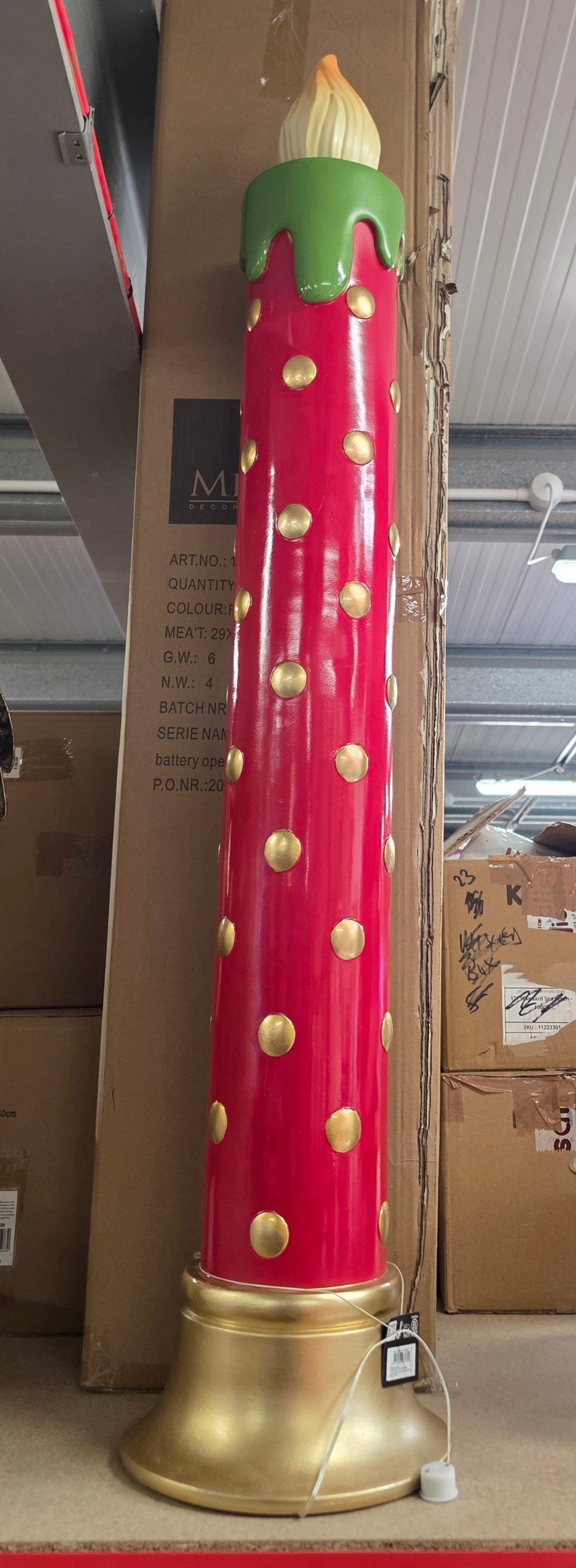 L E D Candle Red Battery 123x25cm