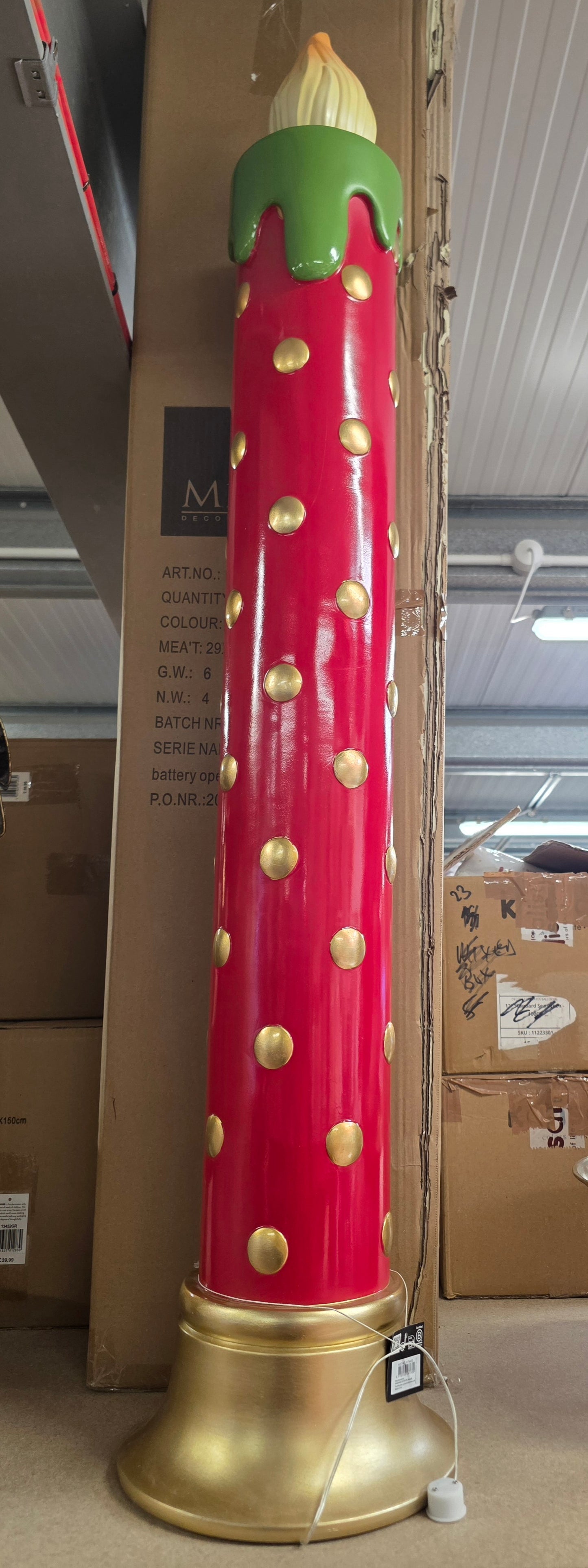 L E D Candle Red Battery 123x25cm