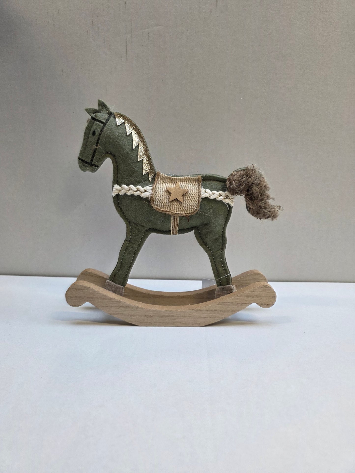 Rocking Horse Felt Green 20x21cm