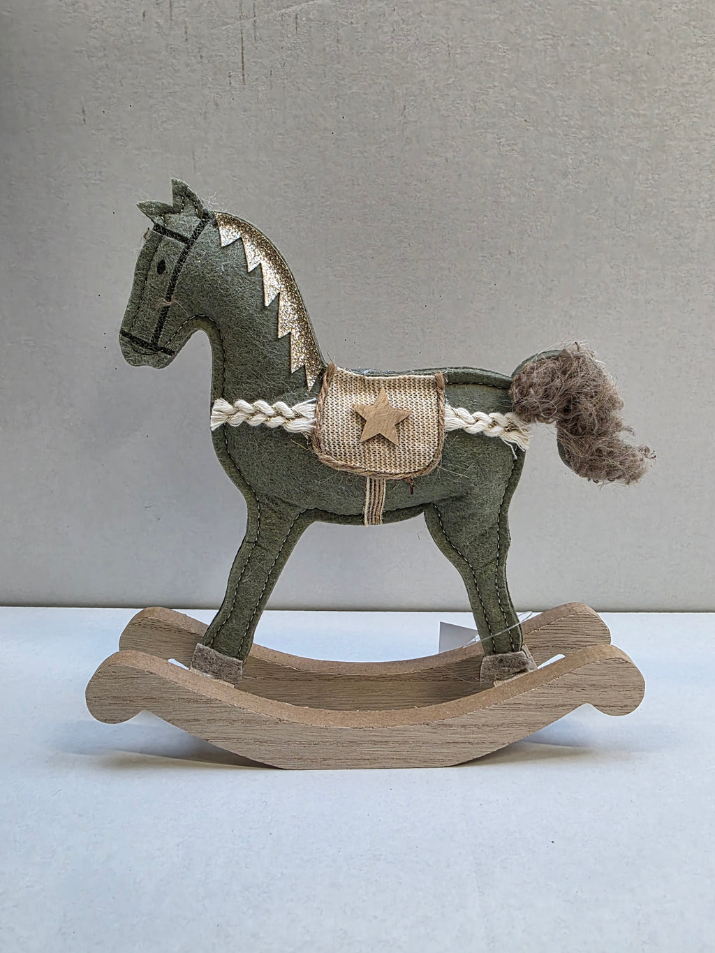 Rocking Horse Felt Green 20x21cm