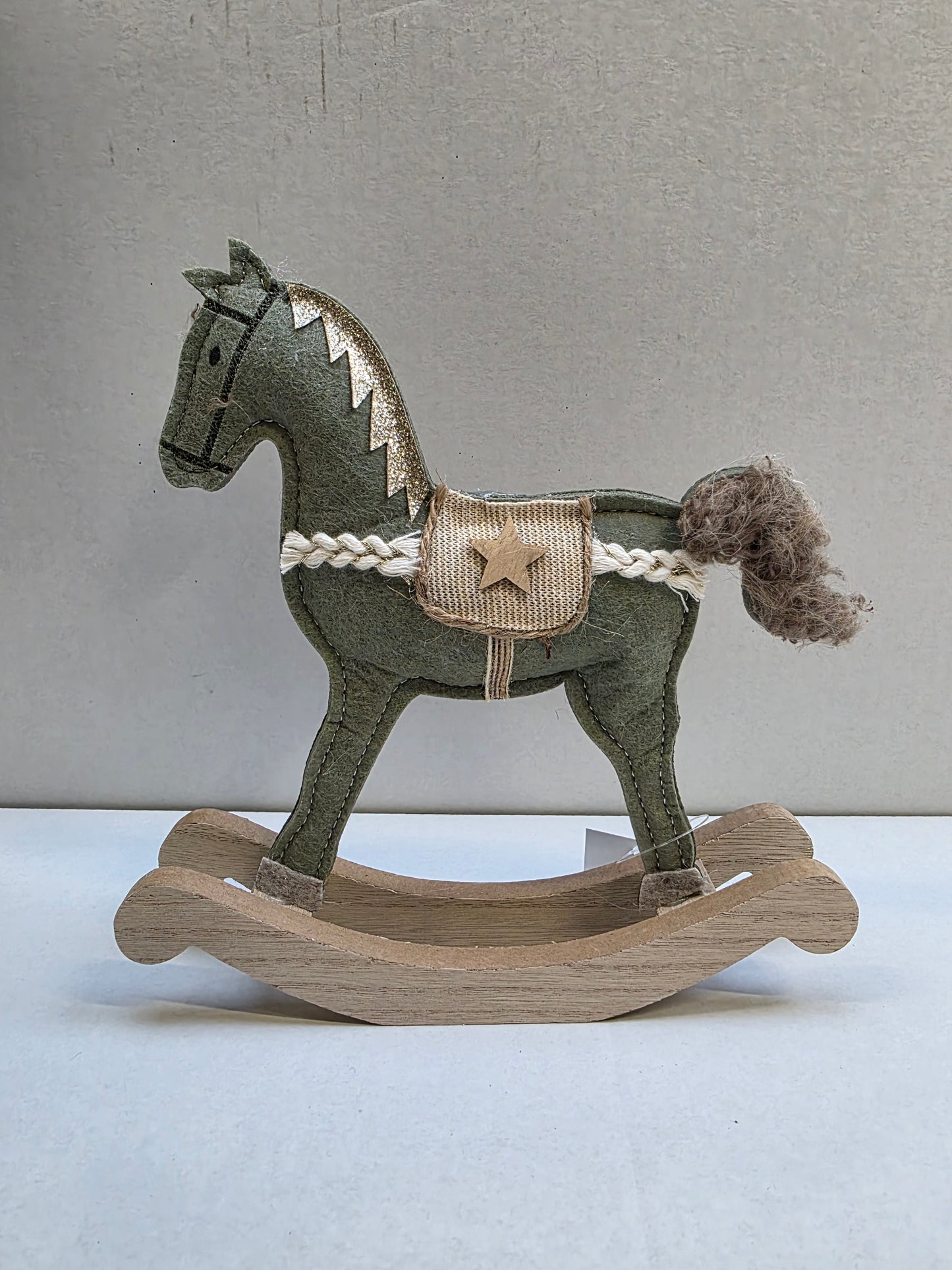 Rocking Horse Felt Green 20x21cm