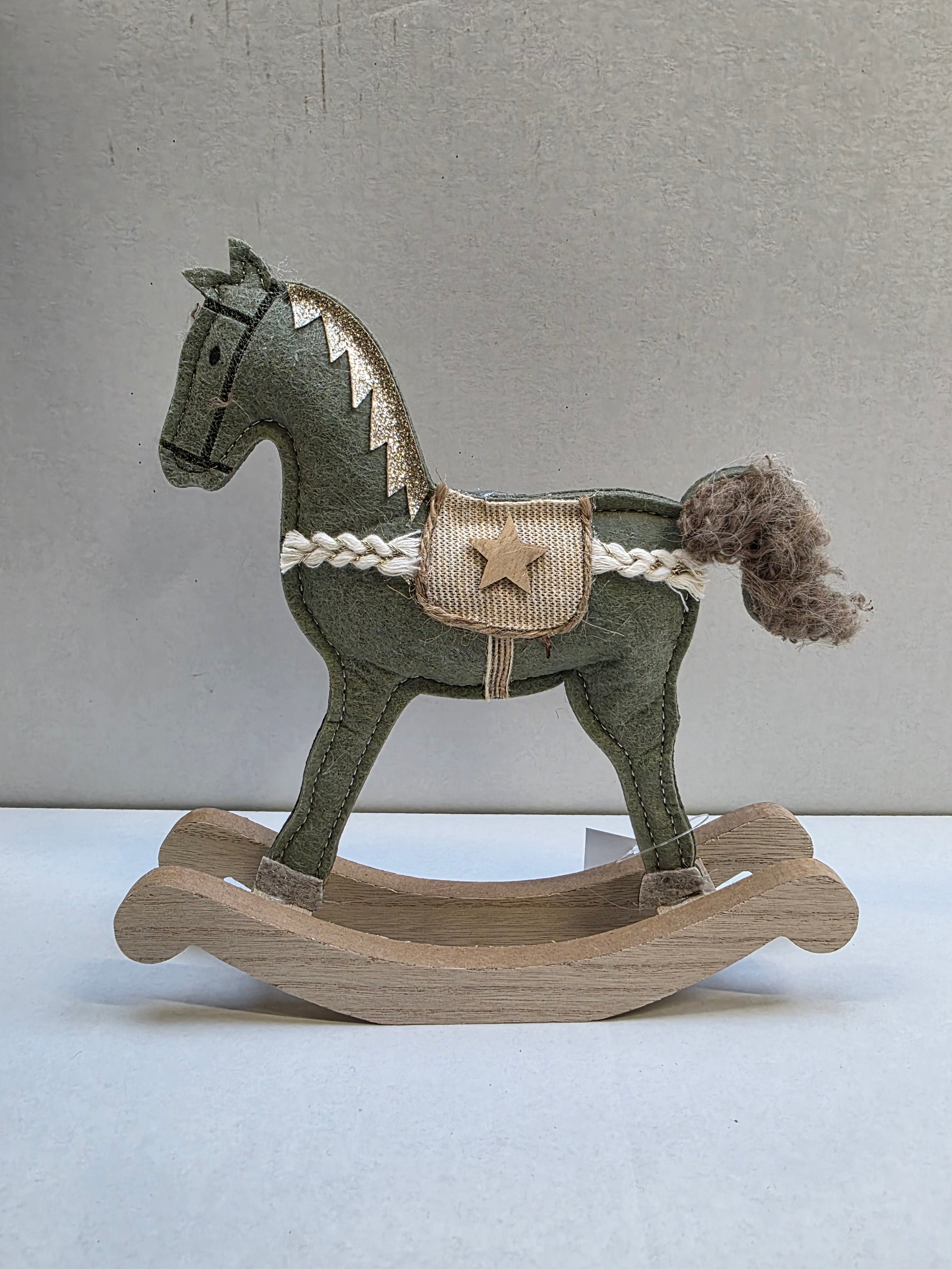 Rocking Horse Felt Green 20x21cm