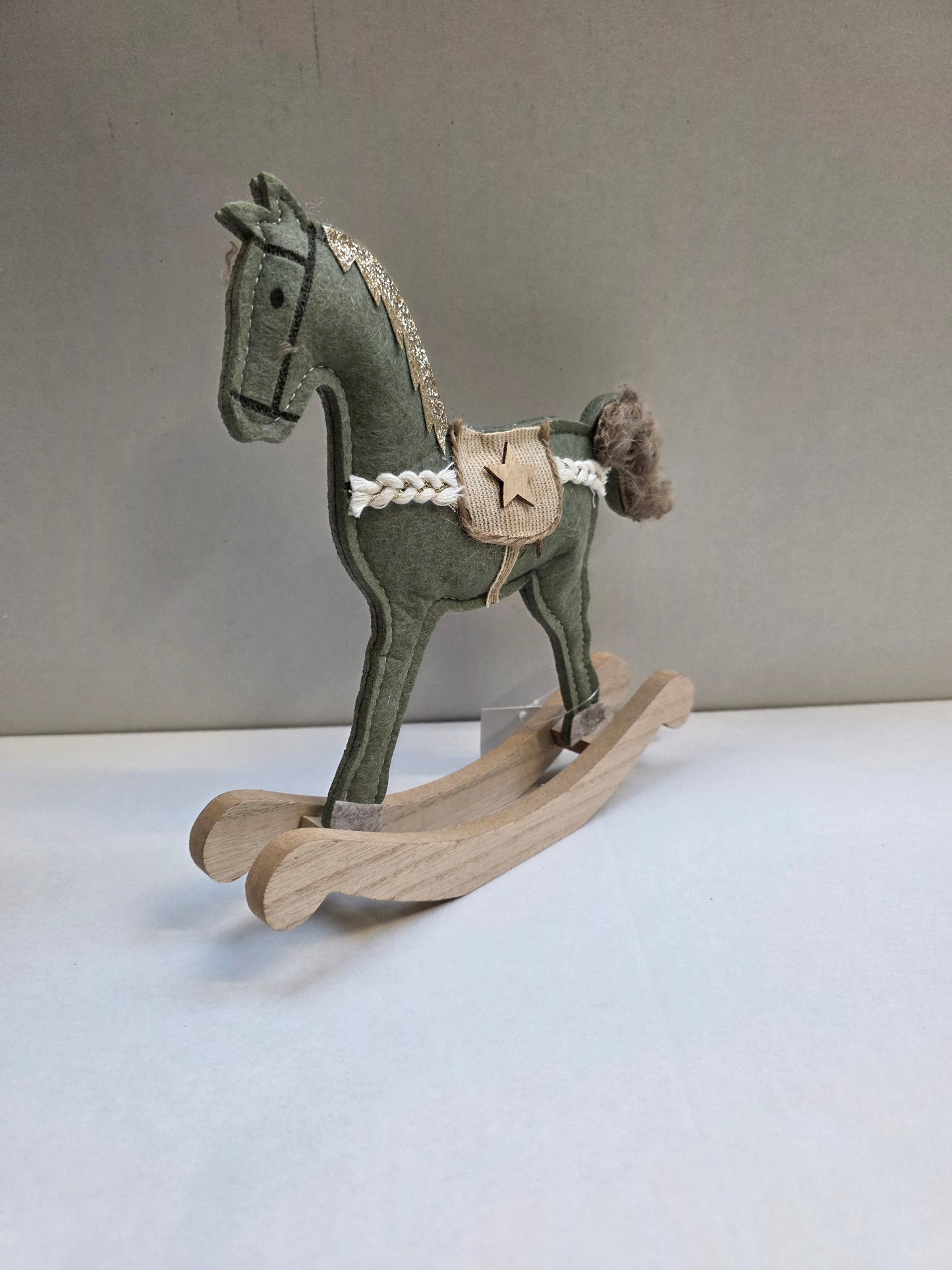 Rocking Horse Felt Green 20x21cm