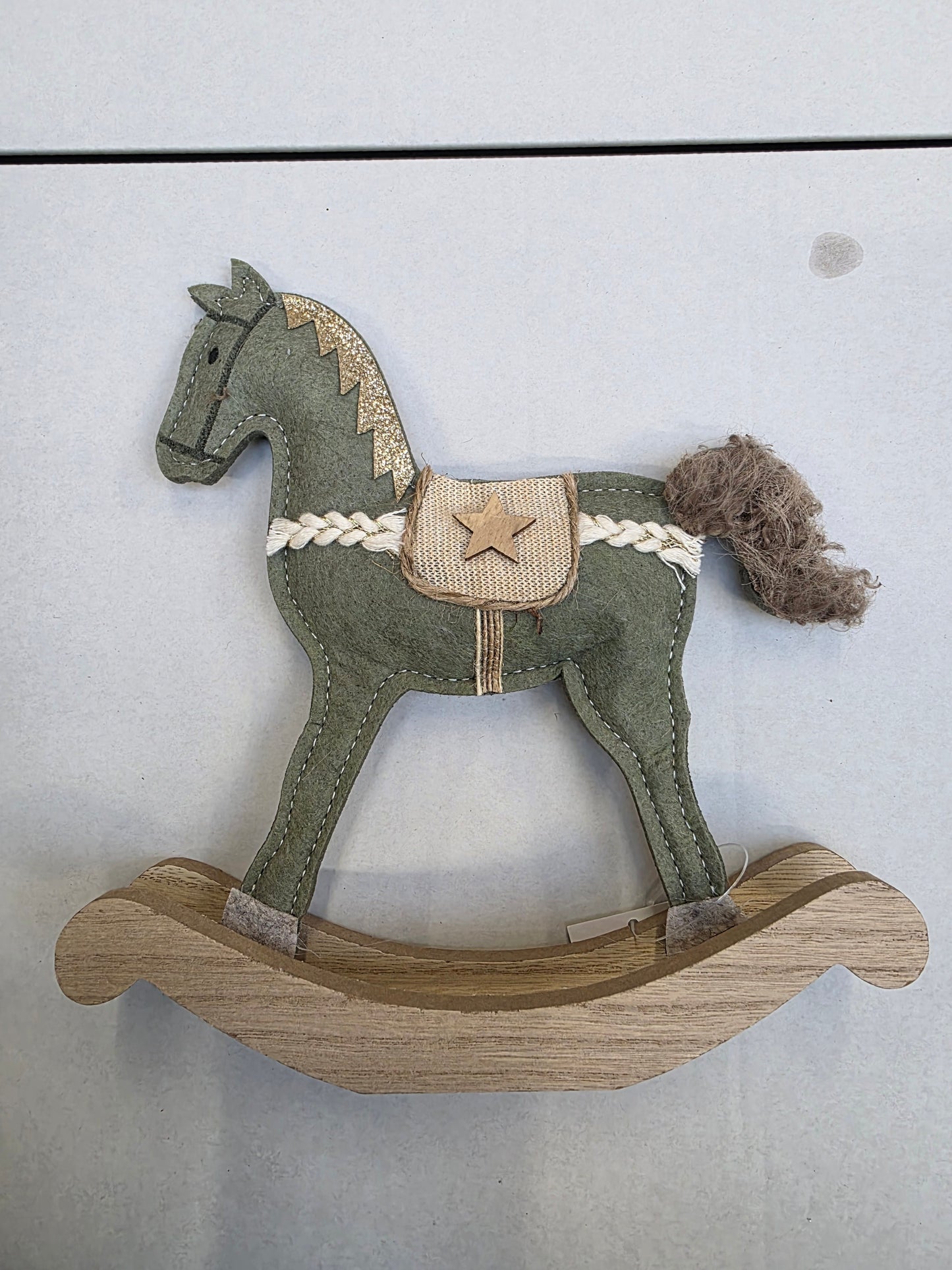 Rocking Horse Felt Green 20x21cm