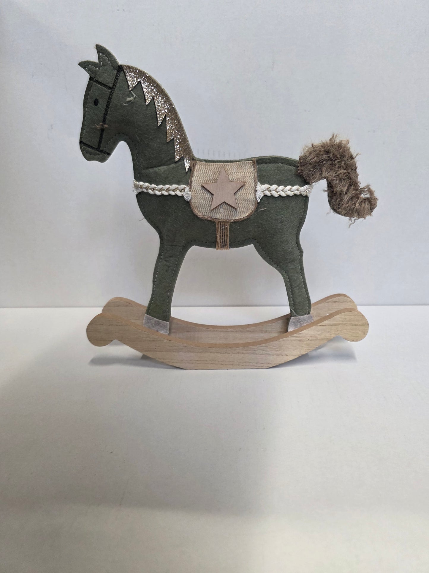 Rocking Horse Felt Green 28x30cm