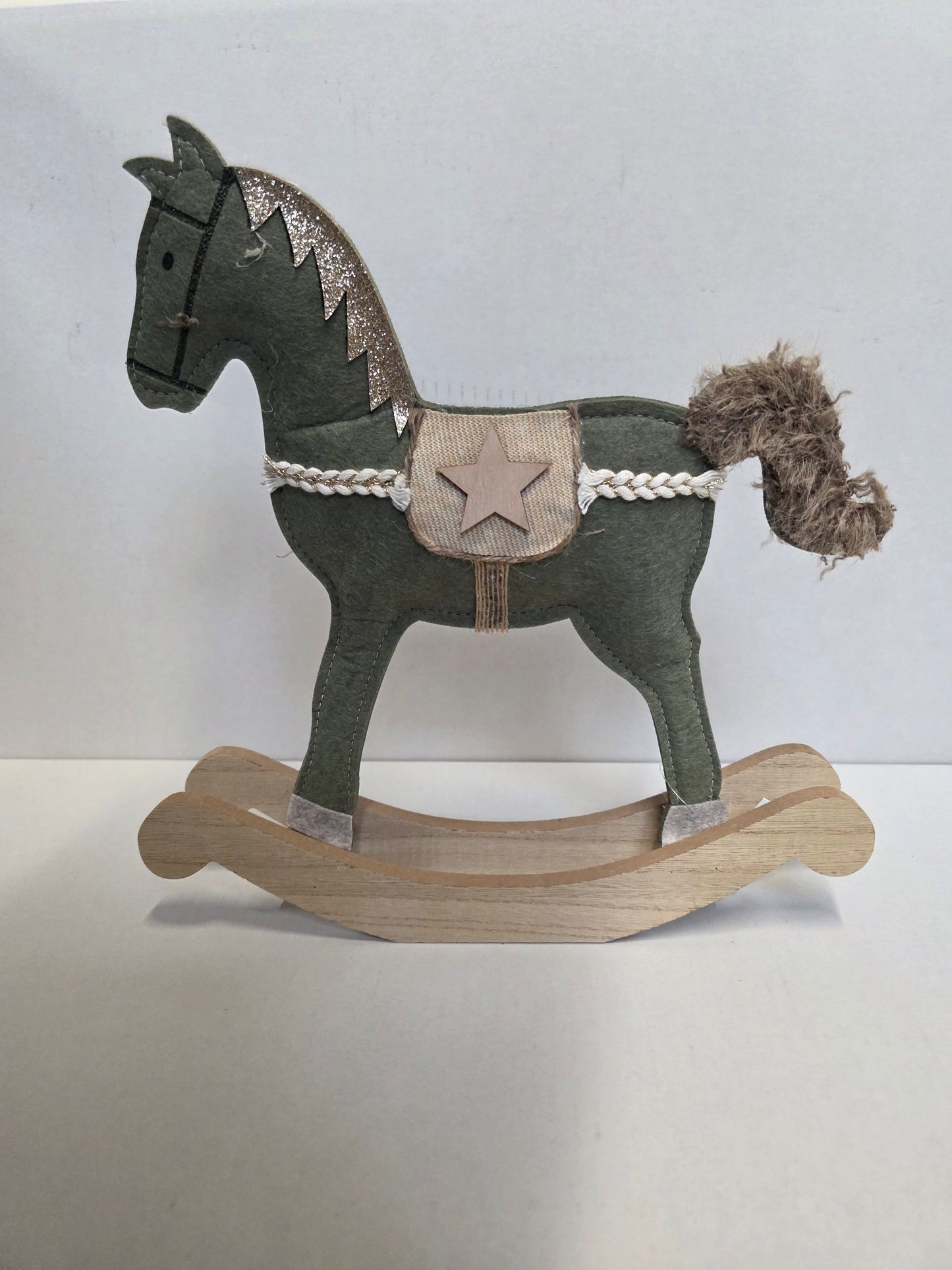 Rocking Horse Felt Green 28x30cm