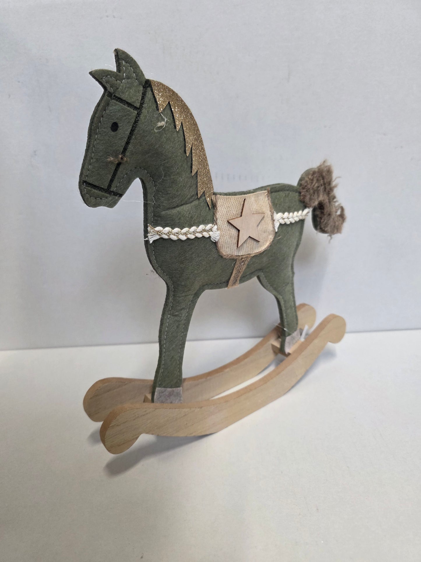 Rocking Horse Felt Green 28x30cm