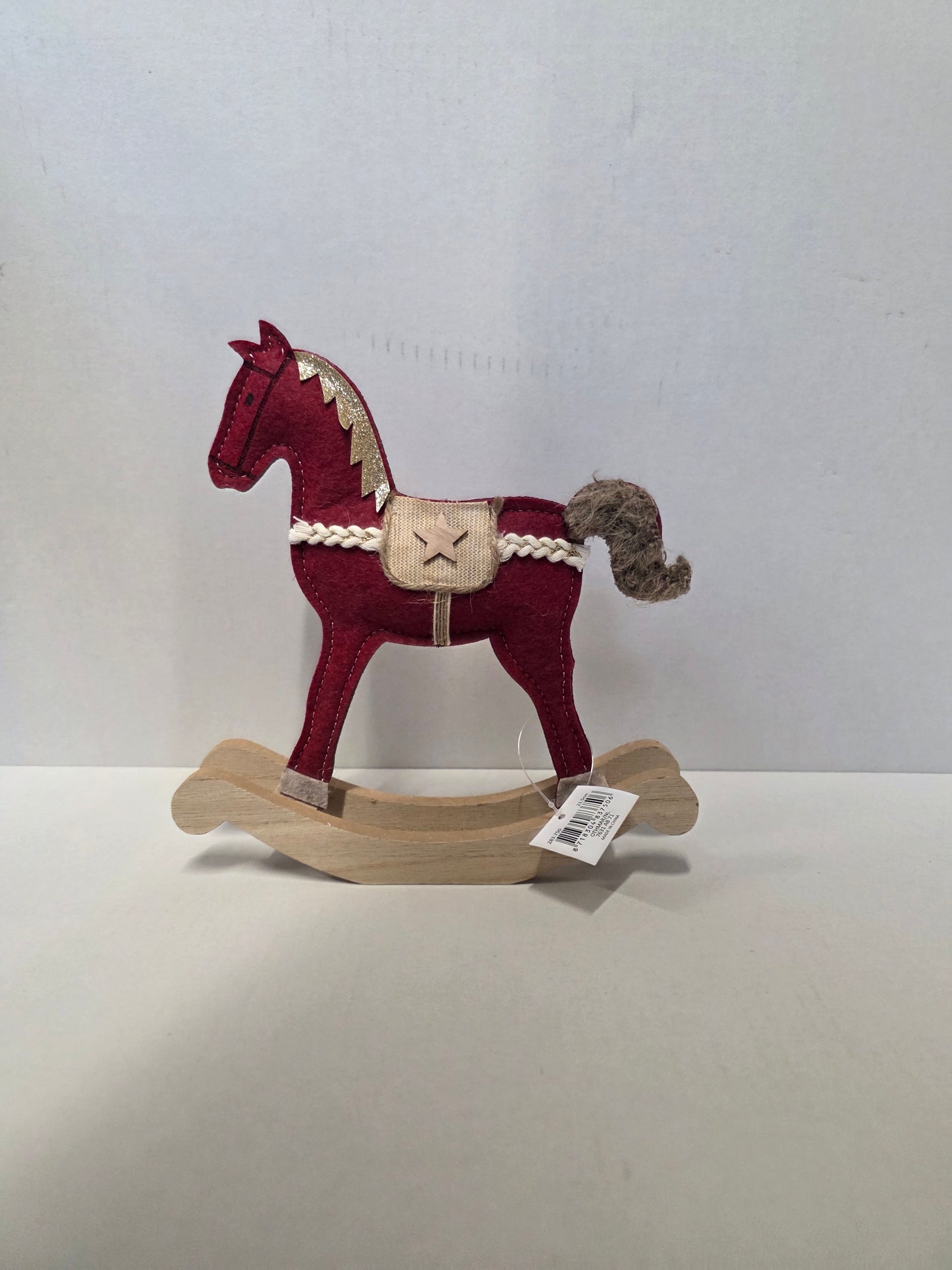 Rocking Horse Felt Red 20x21cm