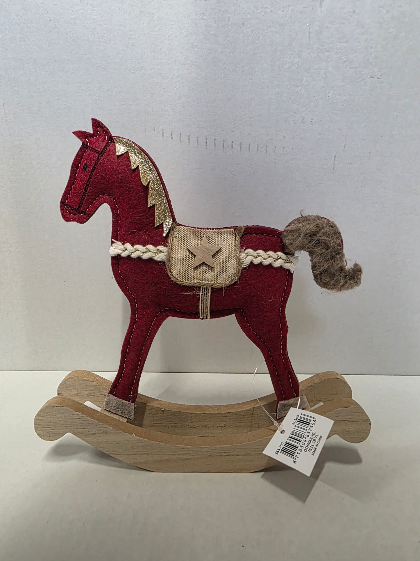 Rocking Horse Felt Red 20x21cm