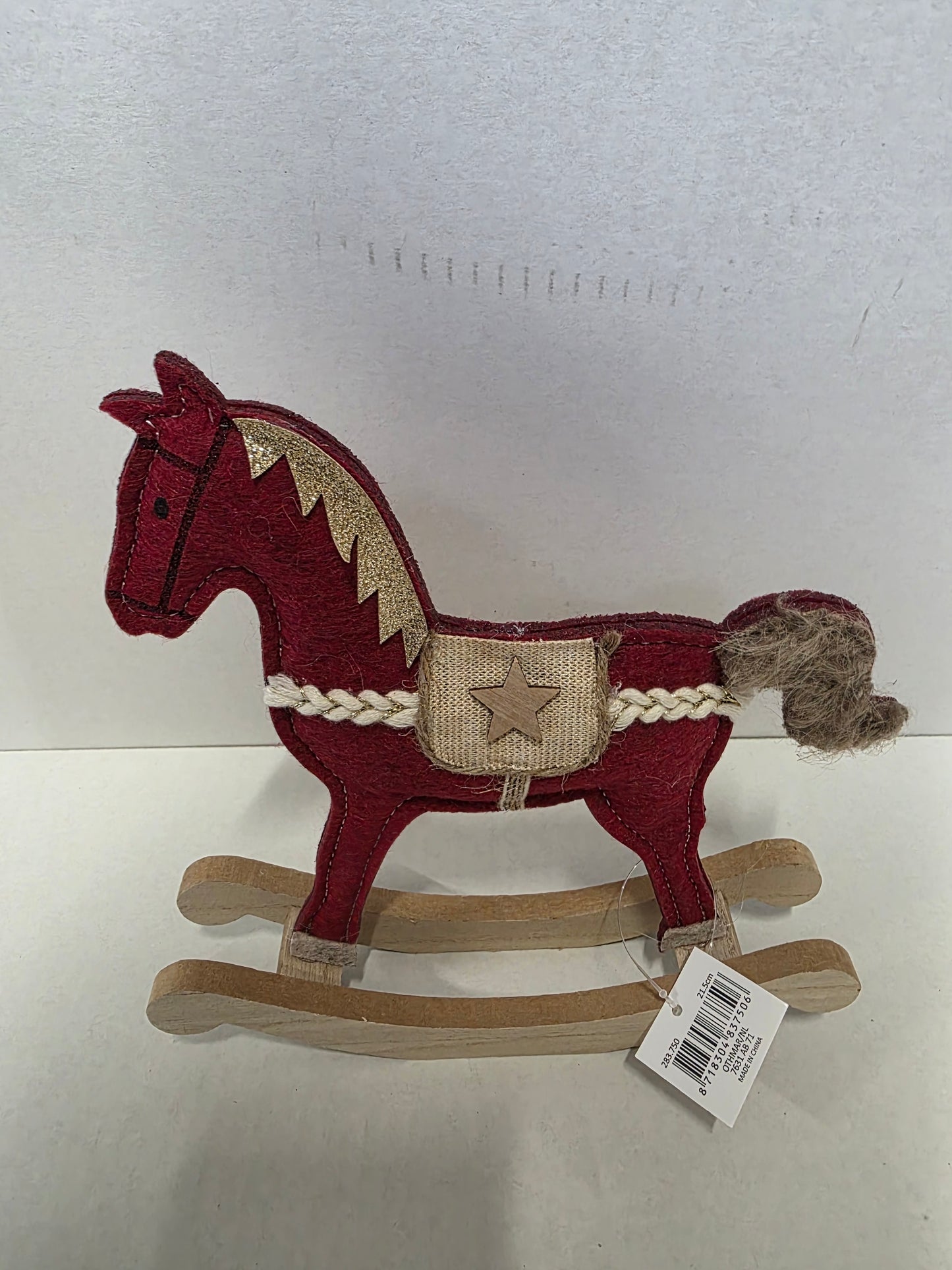 Rocking Horse Felt Red 20x21cm