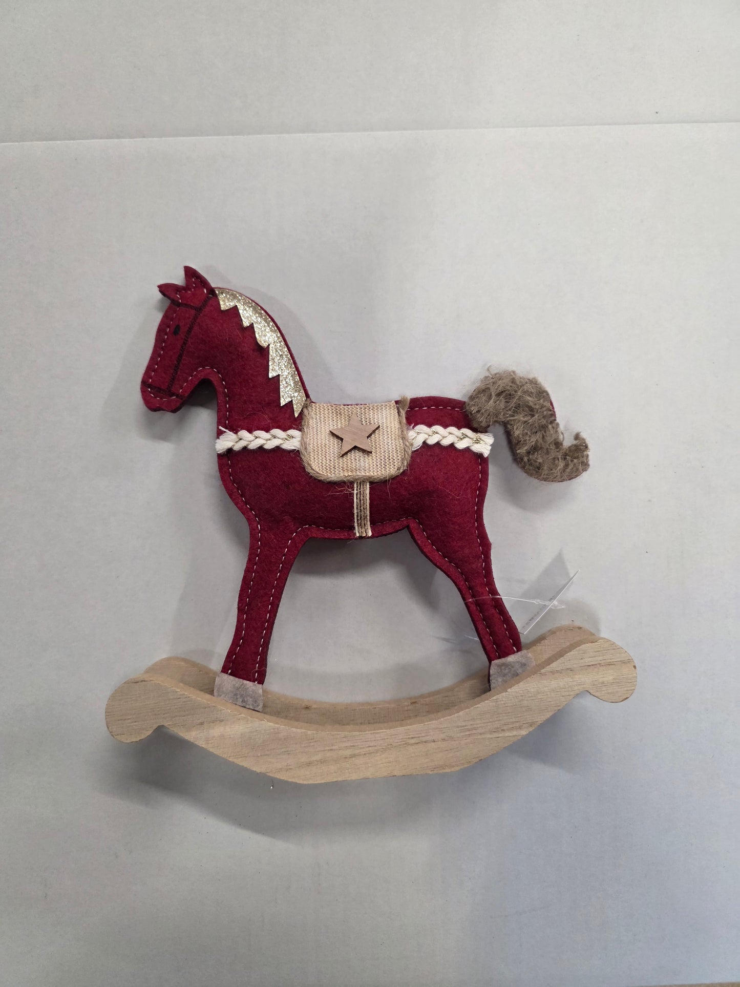 Rocking Horse Felt Red 20x21cm
