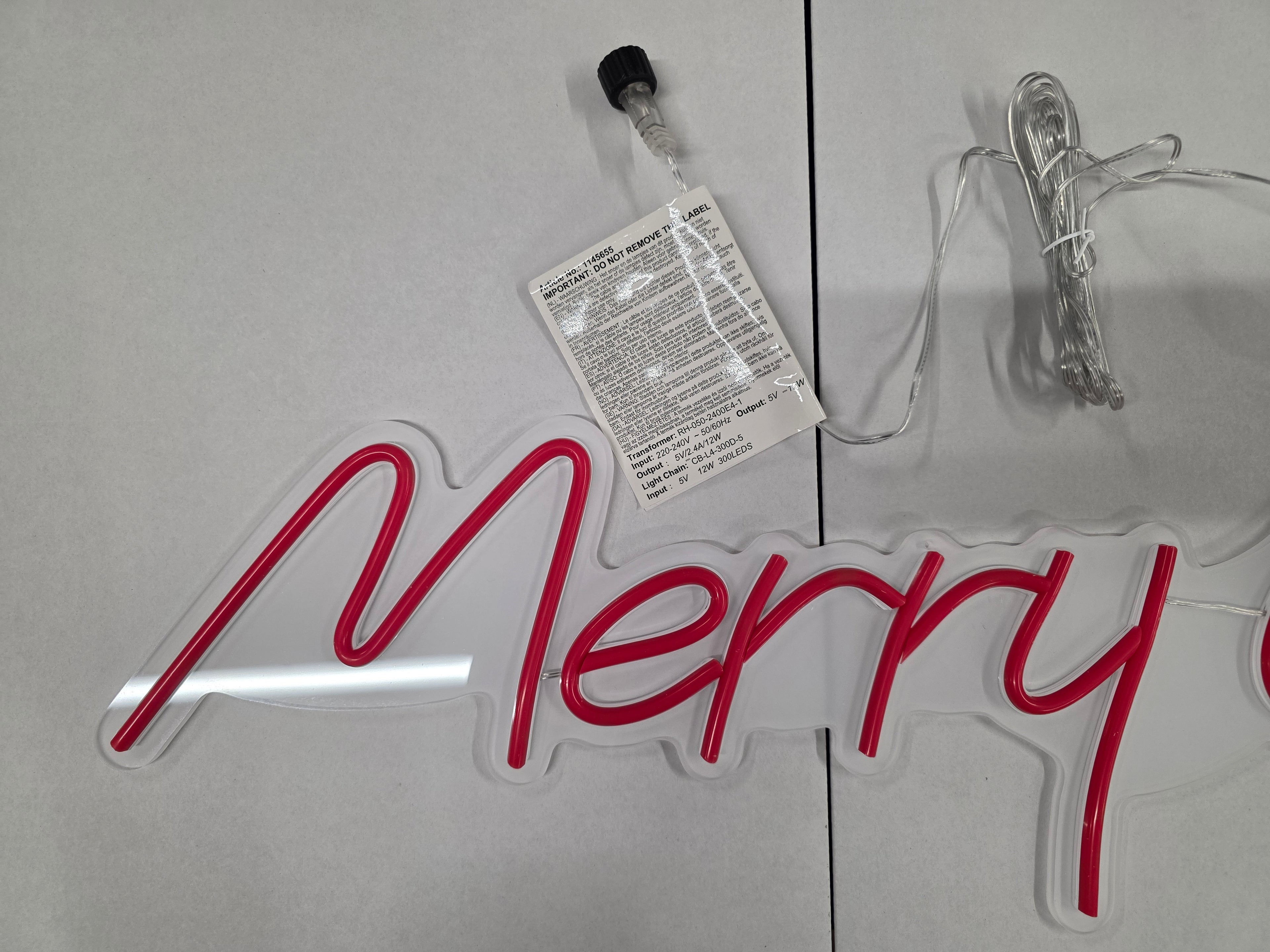 Neon Light Merry Christmas Red