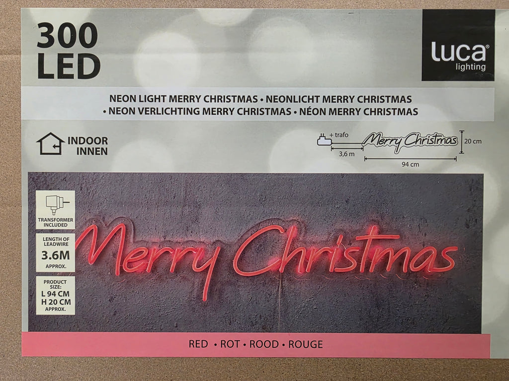 Neon Light Merry Christmas Red