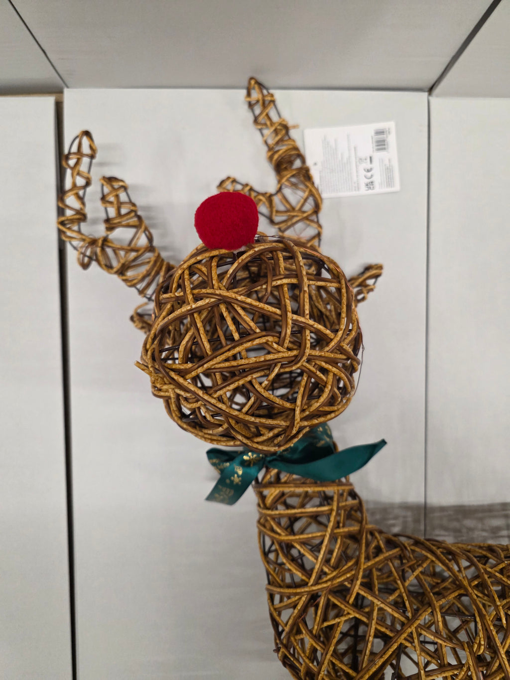 Standing Wicker Reindeer 96cm Nose Lights