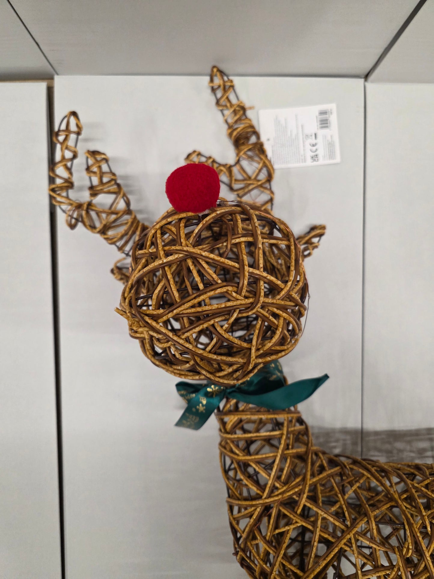 Standing Wicker Reindeer 96cm Nose Lights