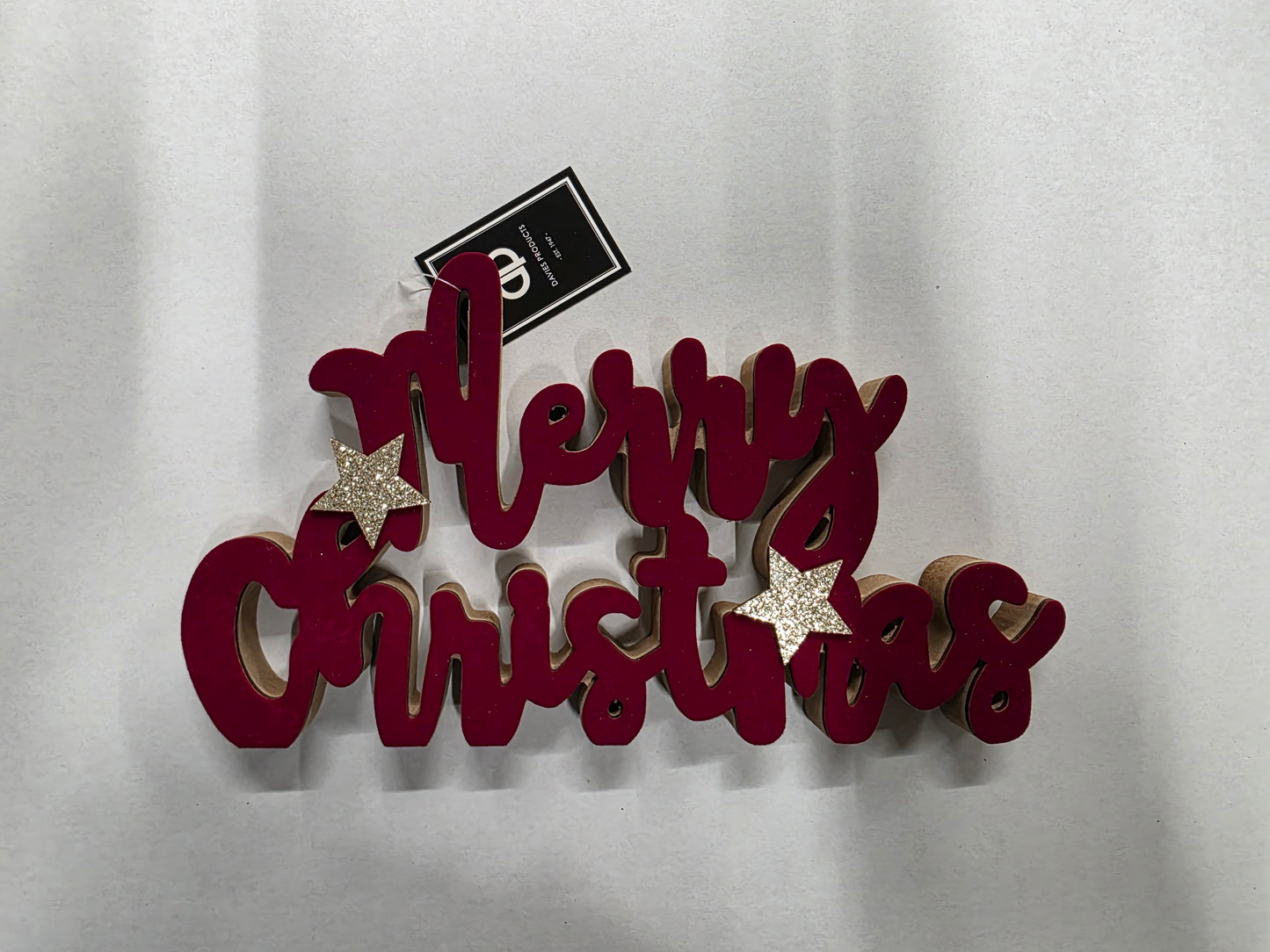 Wooden Merry Christmas Red 27x15cm