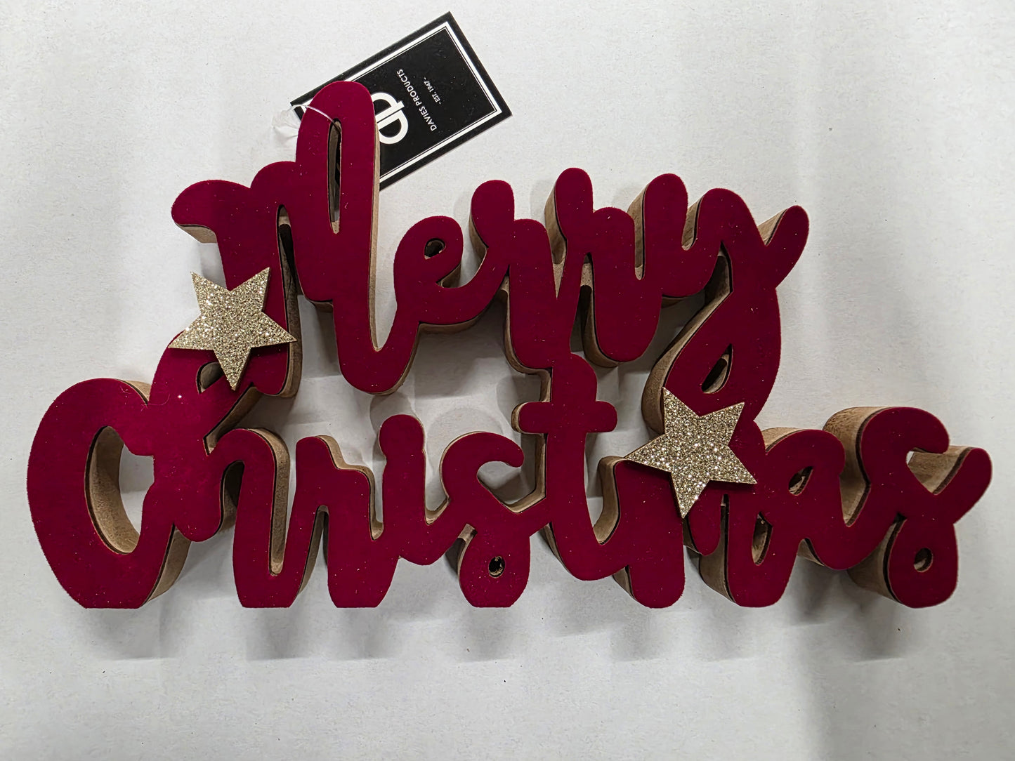 Wooden Merry Christmas Red 27x15cm